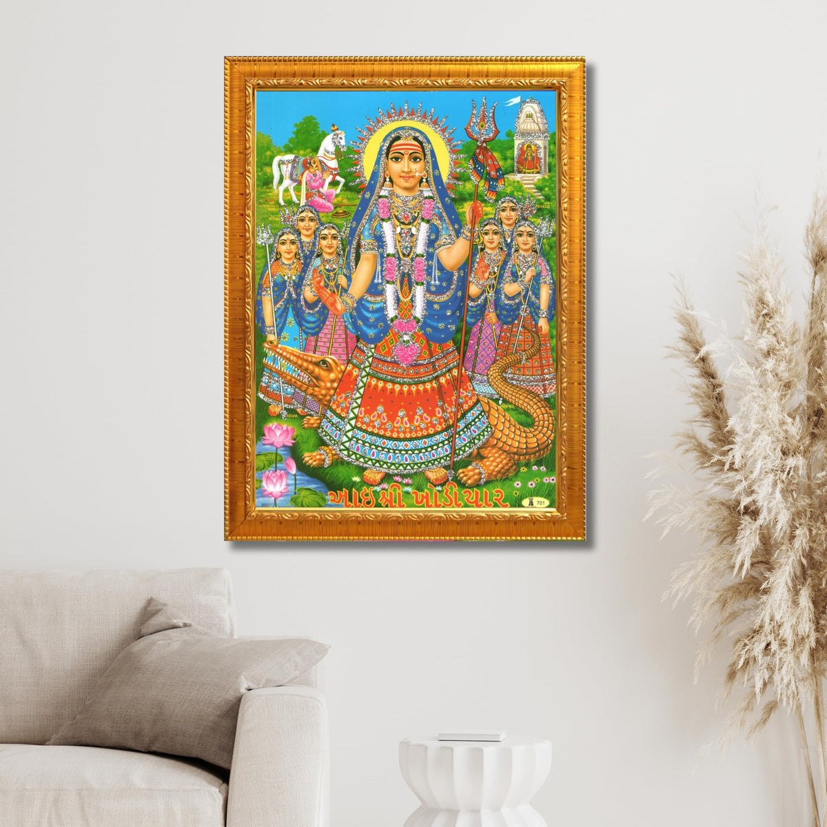 CRAFT QUEST Khodiyar Maa Mata Wall Painting Framed Home Décor wooden frame