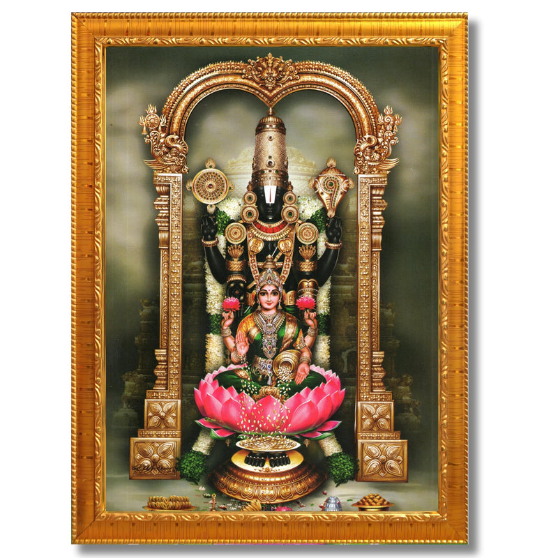 CRAFT QUEST Balaji Venkateshwara Tirupati Balaji Lakshmi venkateshwer Swamy Wall Photo Frame For Home, Temple, Pooja, Wall Décor Item