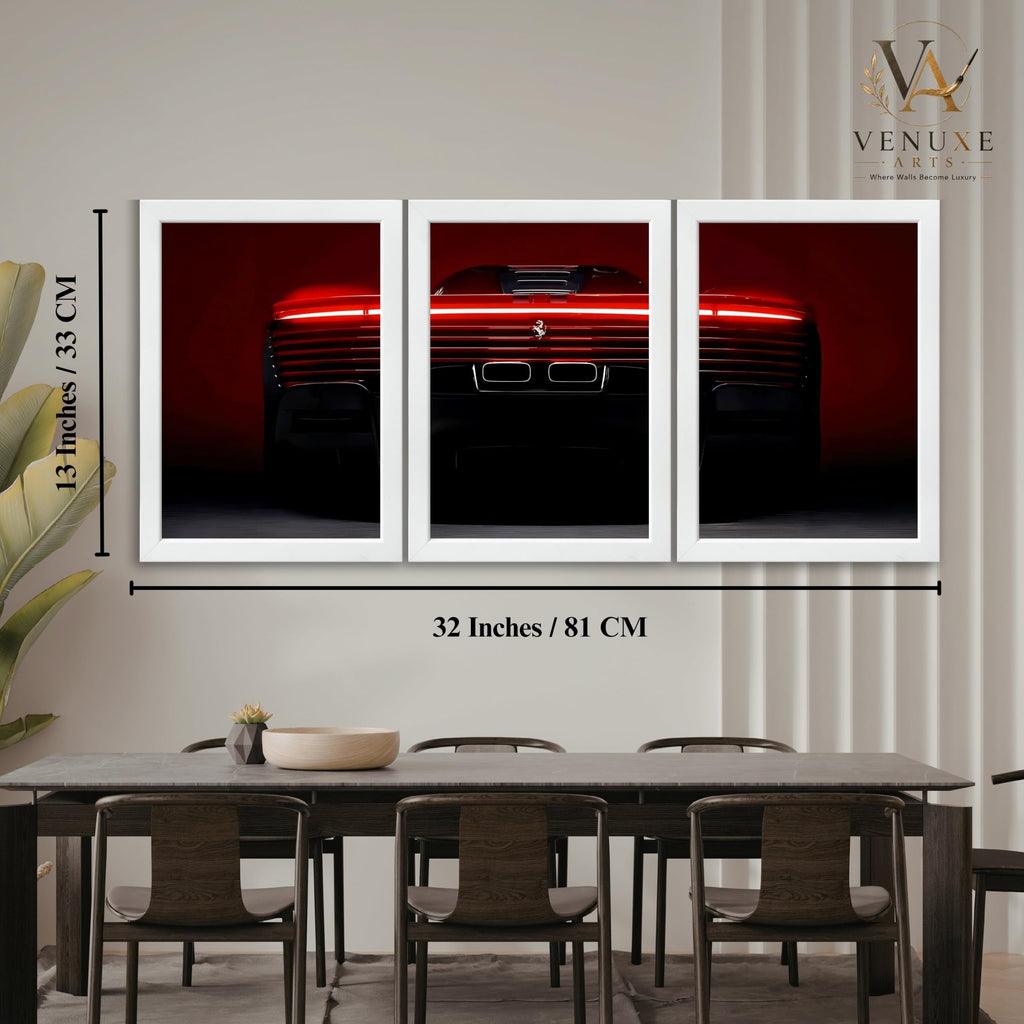VENUXE ARTS Set Of 3 Big Sports Cars Framed Posters Gift Items for Boys Room Wall Decoration Bedroom Living Room Office Studio Décor | Car Poster Frame for Wall Décor