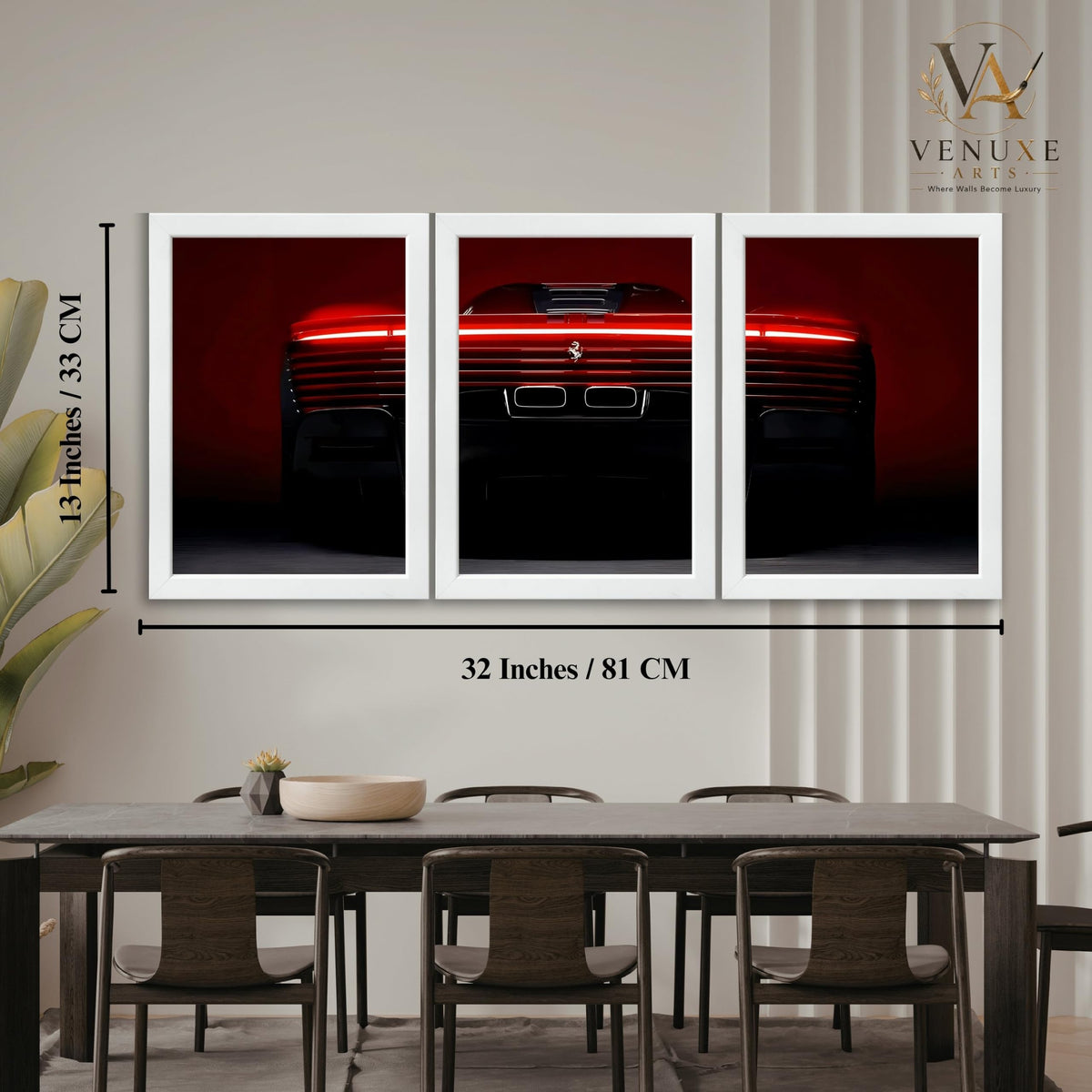 VENUXE ARTS Set Of 3 Big Sports Cars Framed Posters Gift Items for Boys Room Wall Decoration Bedroom Living Room Office Studio Décor | Car Poster Frame for Wall Décor