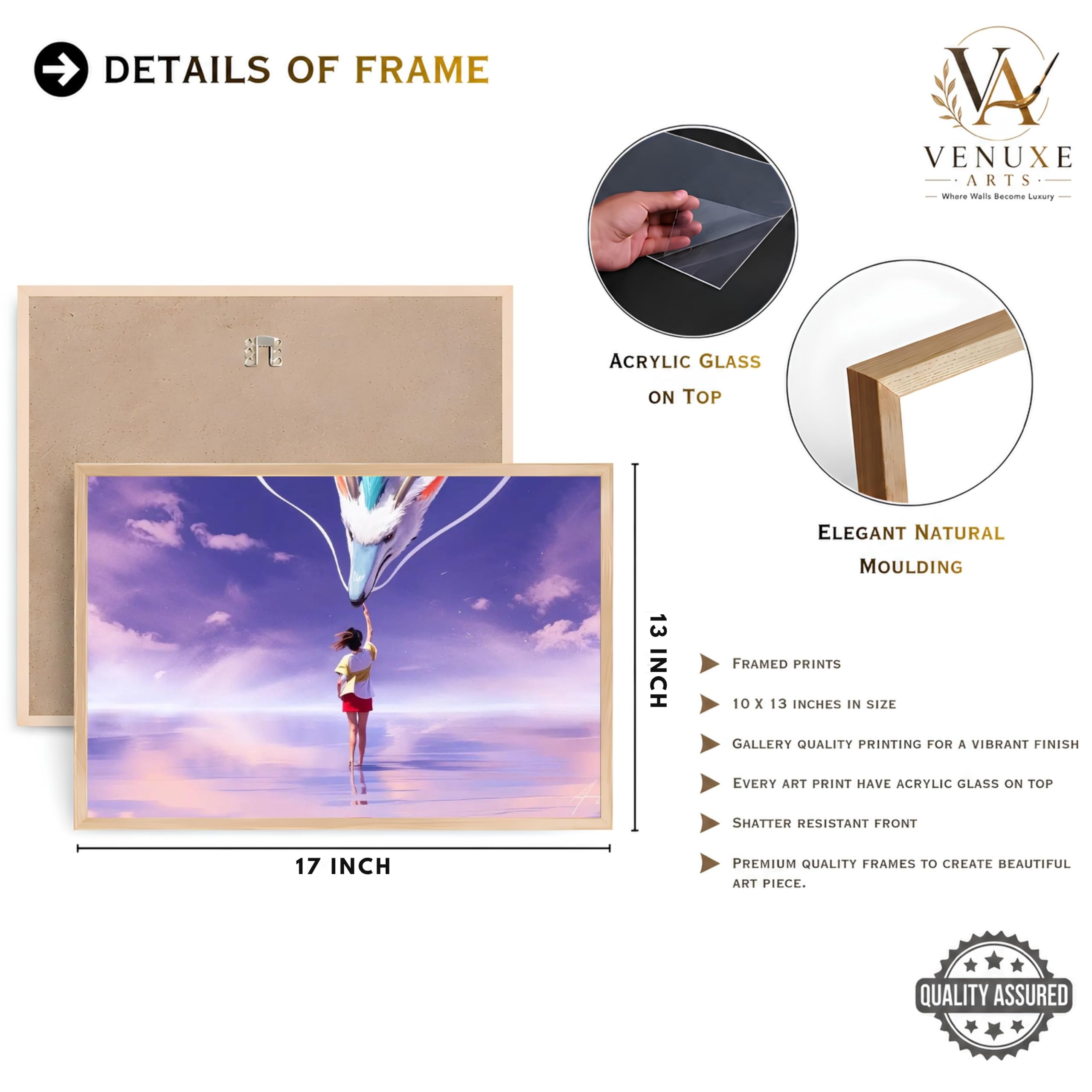 VENUXE ARTS Set Of 3 Anime Characters Wall Framed |Anime Characters Framed Poster for Living Room Bedroom Gaming Room Studio Wall Decor