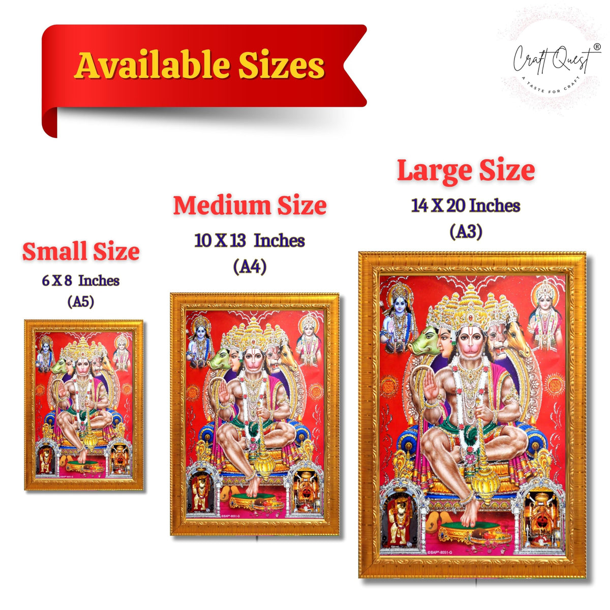 CRAFT QUEST Panchmukhi Hanuman JI | Bajrangbali Religious Photo frame Home Decorative Item Synthetic Wood