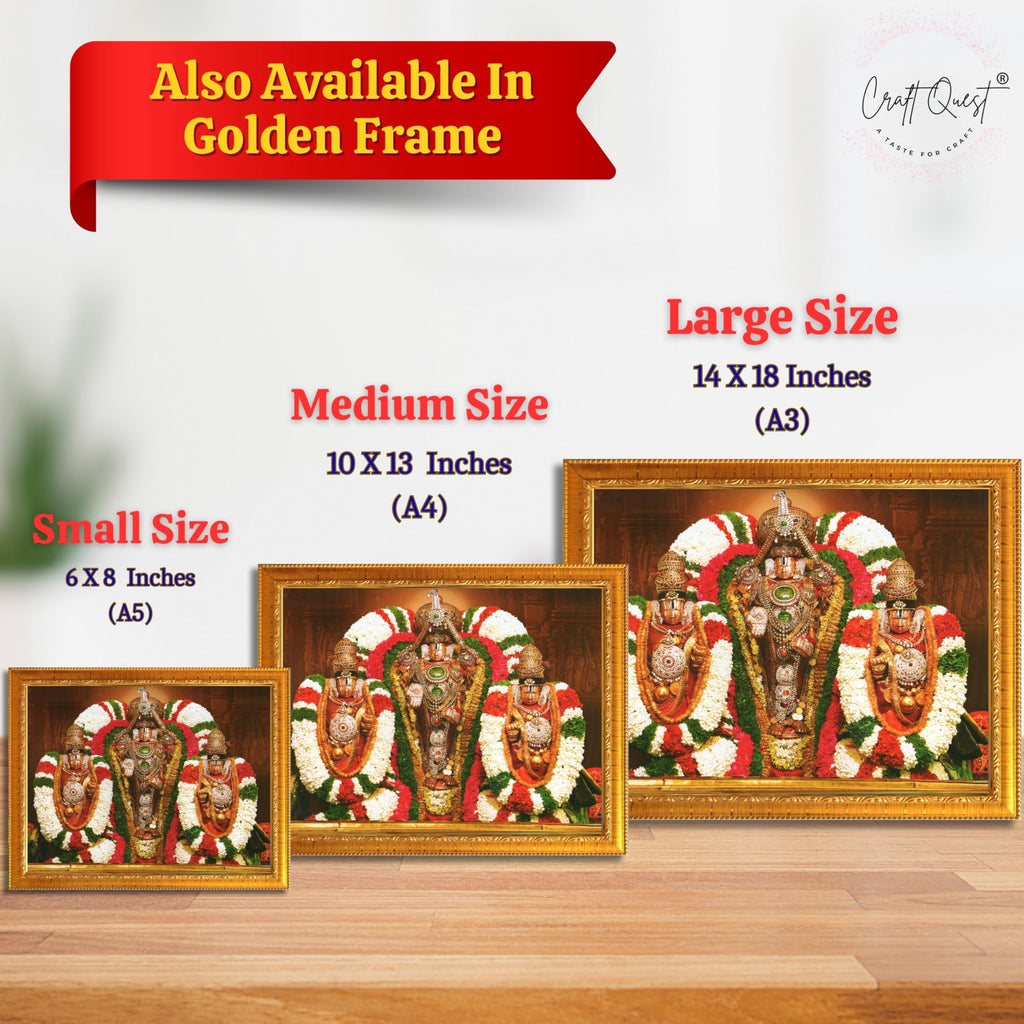 CRAFT QUEST Tirupati Balaji with Padmavati Photo Frame; sri; Venkateshwara; Wall Photo Frame | South God Frame for Home, Office, Temple & Gifting