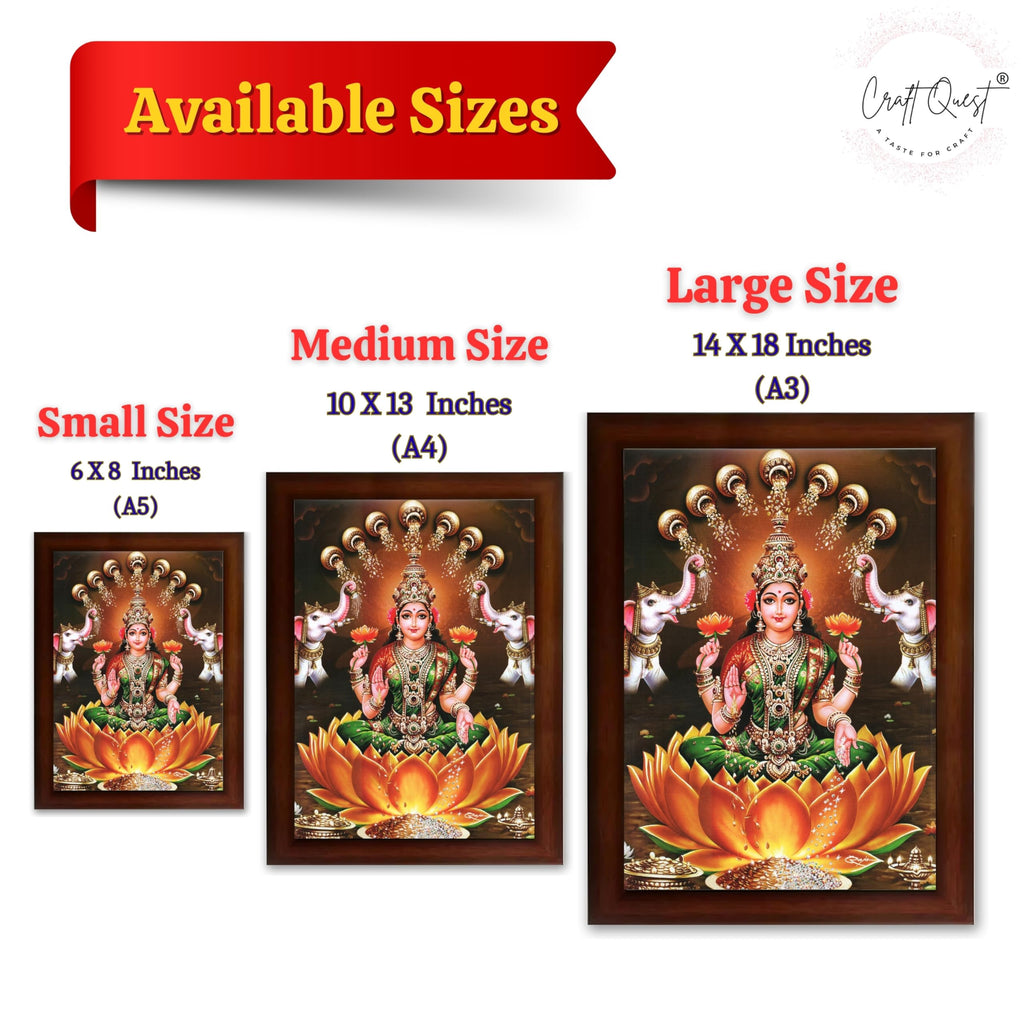 CRAFT QUEST Goddess Lakshmi Mata Wall Painting Photo Framed | Acrylic Glass, Lightweight & Waterproof | Ideal for Home, Office, Temple & Puja Room, Wall Decor