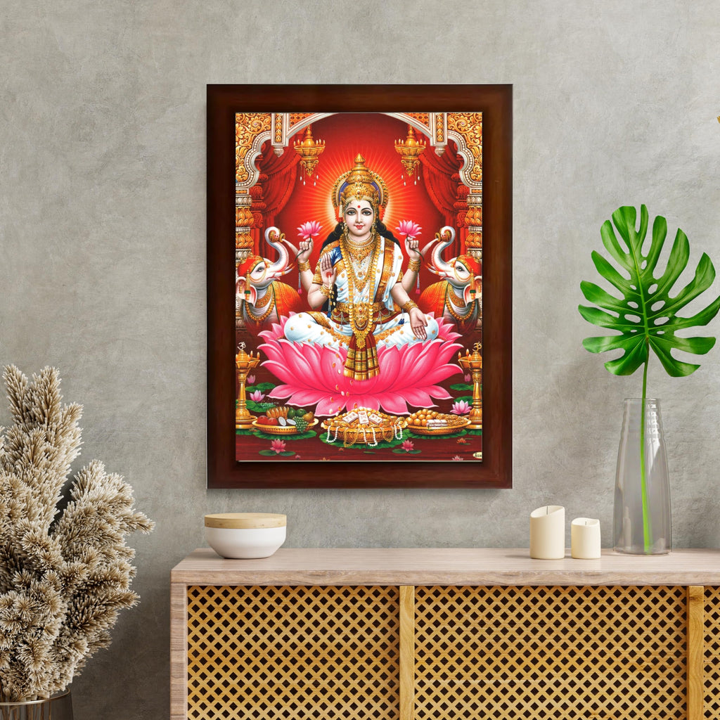 CRAFT QUEST Goddess Lakshmi Devi Dhana Vaibhav Laxmi Maa Wall Painting Frame Home Decor