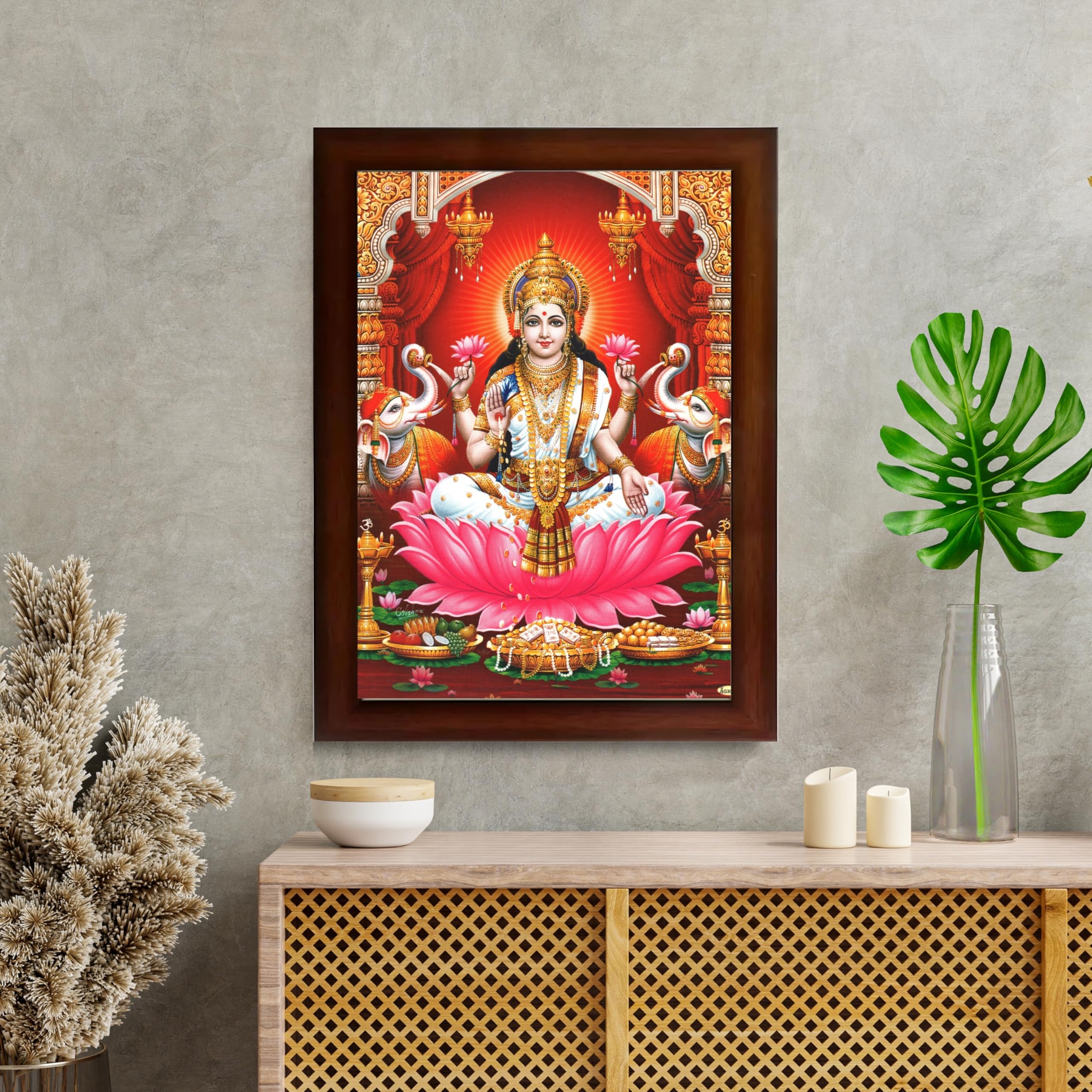 CRAFT QUEST Goddess Lakshmi Devi Dhana Vaibhav Laxmi Maa Wall Painting Frame Home Decor