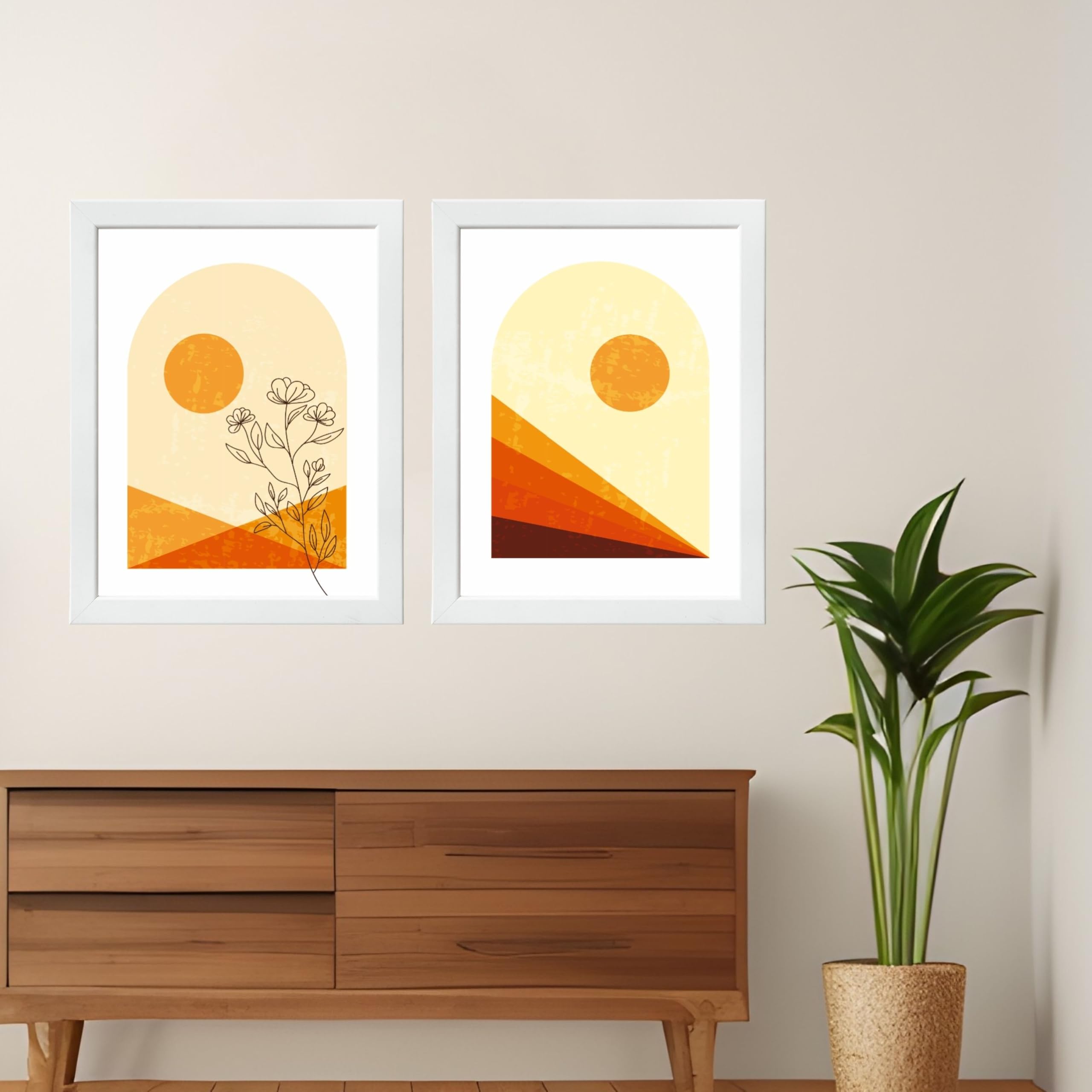 CRAFT QUEST Wall Art Decor Paintings | Set of 2 Floral Wall Art Frames for Home Decoration | Perfect for Living Room, Bedroom & Office