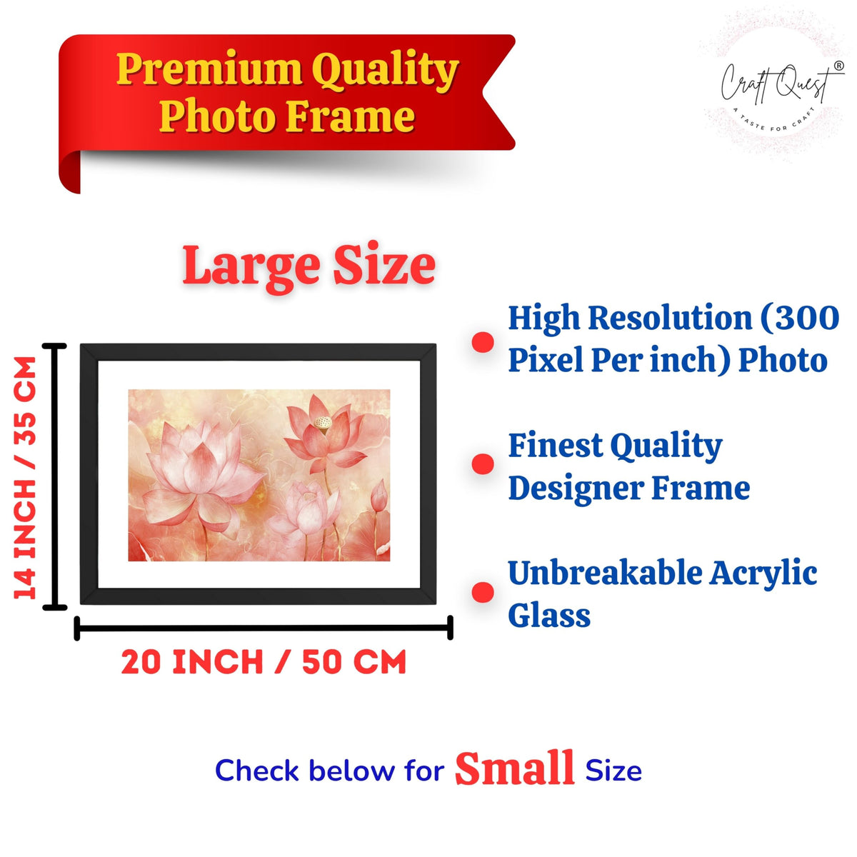CRAFT QUEST Lotus Photo Frame Wall Vastu,Lotus Flower, Kamal Phool Painting for Vastu | Paintings for Home Decoration, Living room, and Office Décor