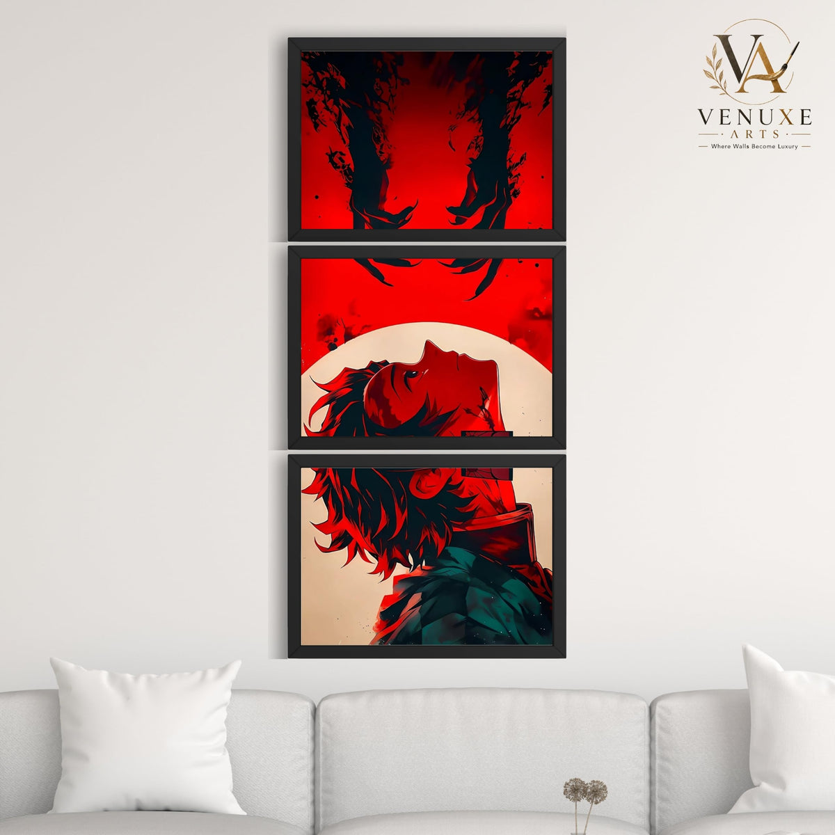 VENUXE ARTS Set Of 3 Anime Characters Wall Framed |Anime Characters Framed Poster for Living Room Bedroom Gaming Room Studio Wall Decor