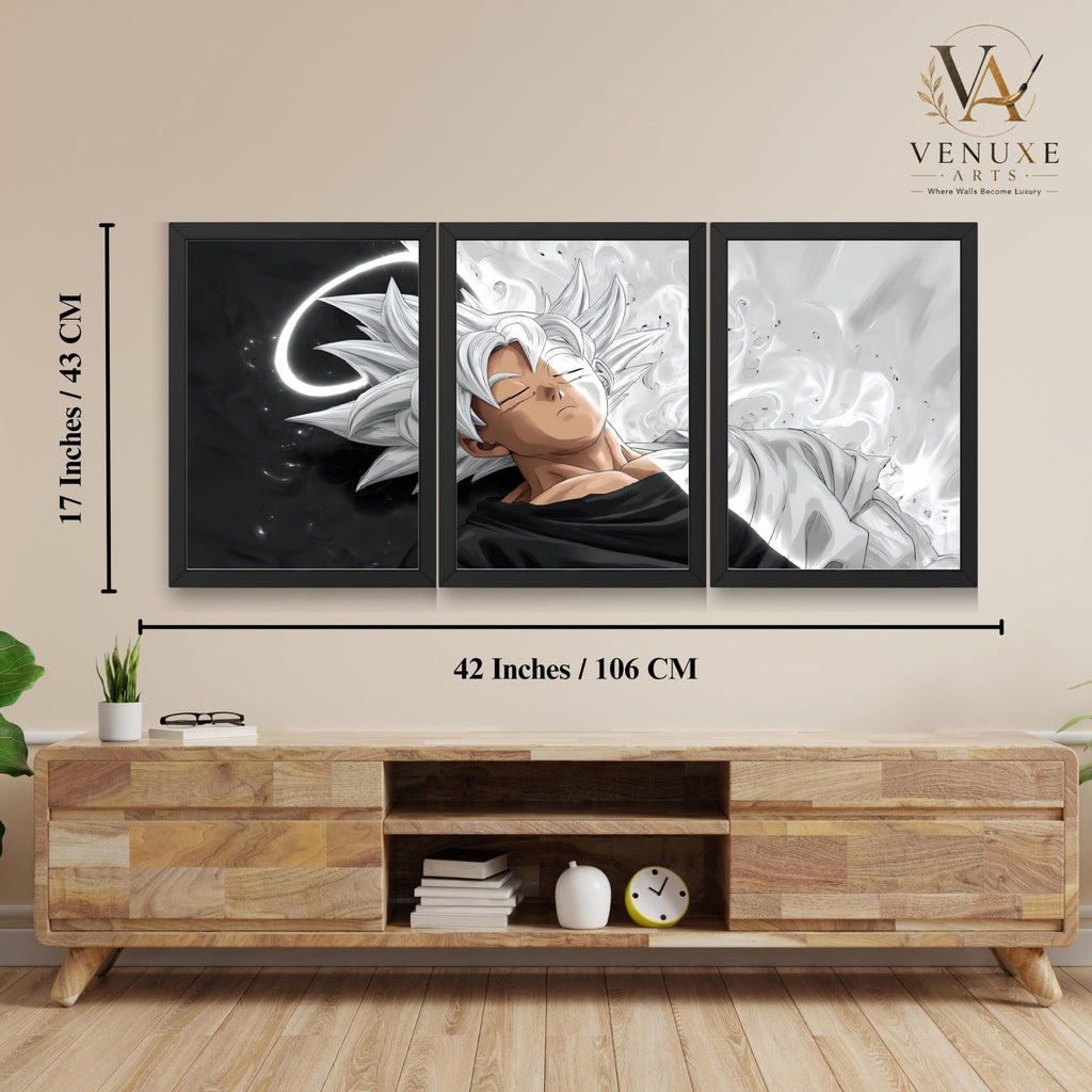 VENUXE ARTS Set Of 3 Anime Characters Wall Framed |Anime Characters Framed Poster for Living Room Bedroom Gaming Room Studio Wall Decor