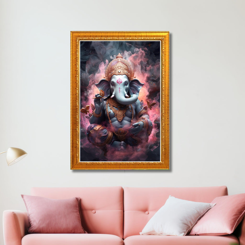 CRAFT QUEST God Ganesh Ganpati ji Hanging Wall Painting Framed For Home Décor