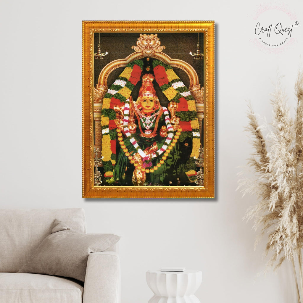 CRAFT QUEST Vijayawada Kanaka Durga Devi Durgamma Wall Photo Framed | South God Frame for Home, Office, Temple & Gifting