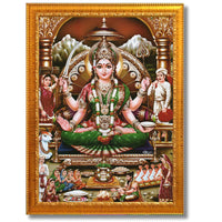 CRAFT QUEST Goddess Santoshi Mata/Devi Santhoshi Maa Photo Frame for Pooja, Home, Temple, Gift, Wall Décor Item