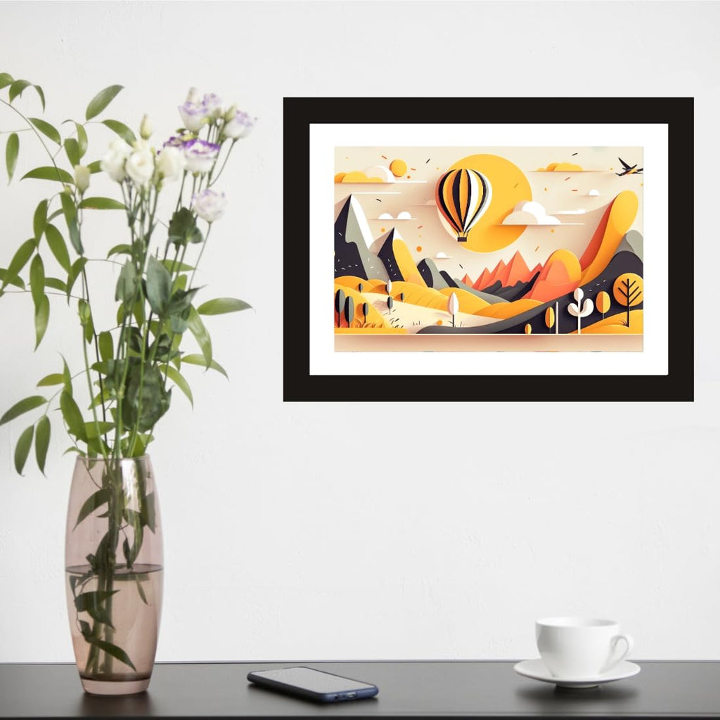 CRAFT QUEST Abstract Modern Dewy Clearing Art Poster Frame for Home & Office Wall Decoration - Portrait, Wall Display (Black, 14x10 Inch Frame with Art Print) (Tropical Reverie)