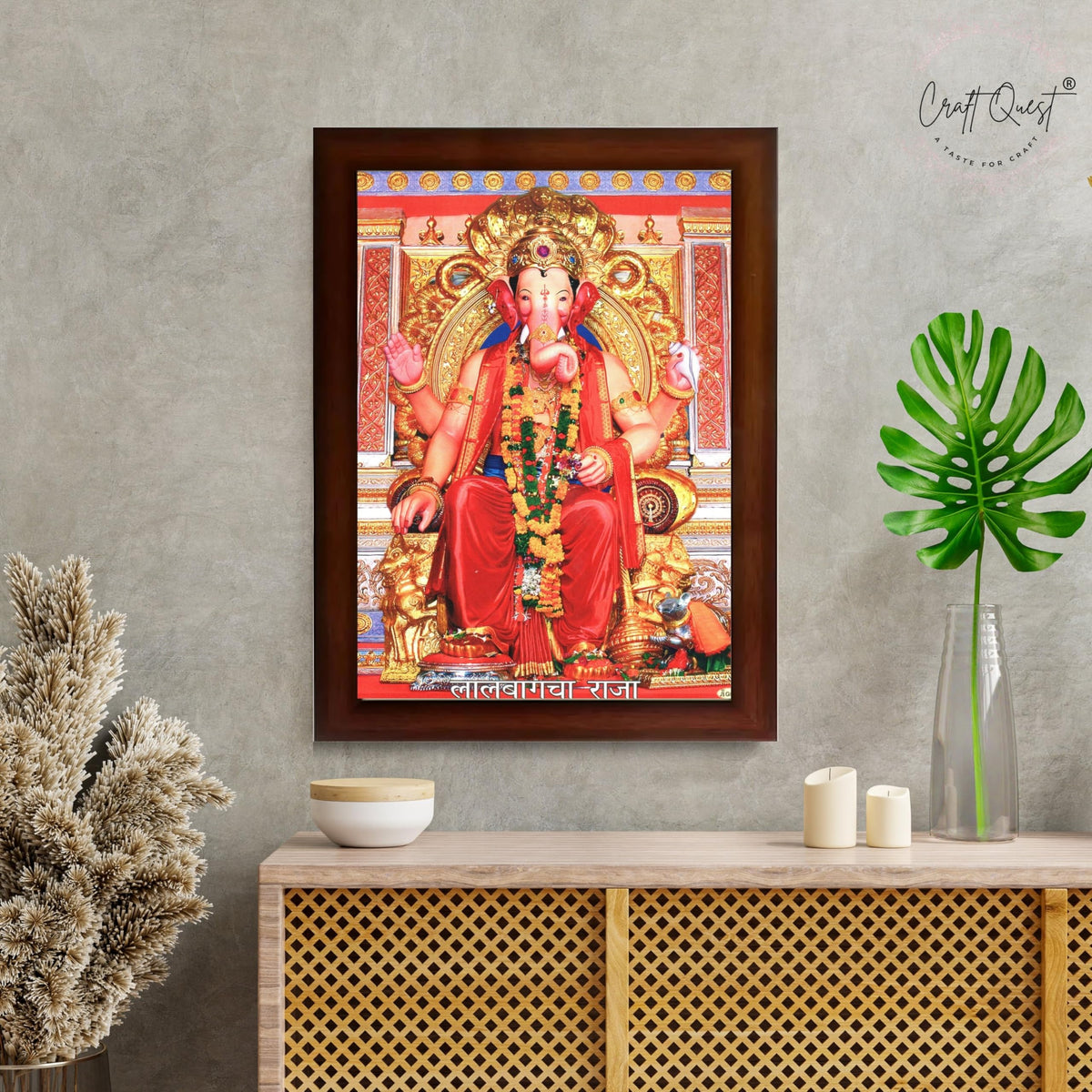 CRAFT QUEST Lord Ganesh ji Modern Wall Painting With Frame For Home and Office Decor,