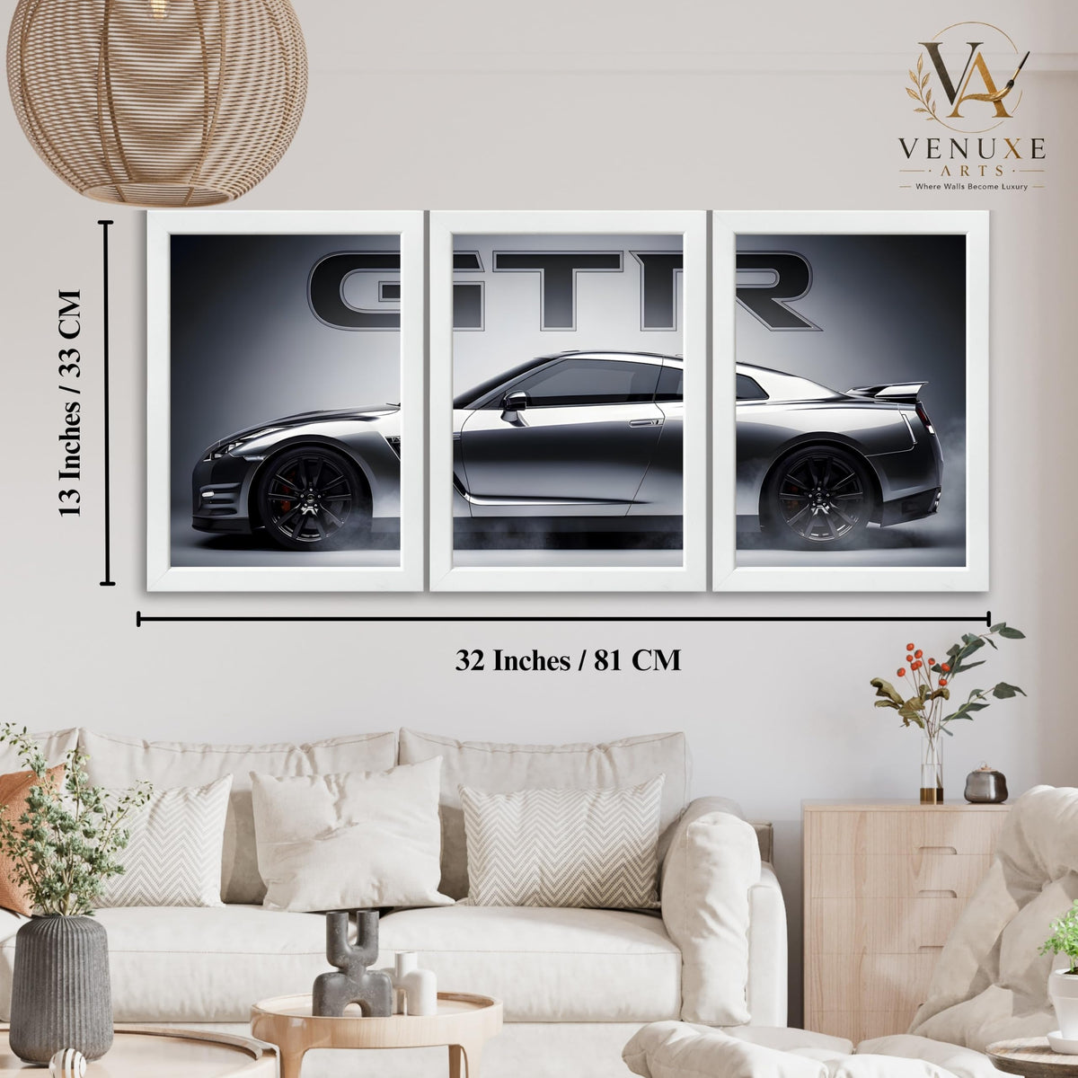 VENUXE ARTS Set Of 3 Big Sports Cars Framed Posters Gift Items for Boys Room Wall Decoration Bedroom, Living Room, Office, Studio Décor | Car Poster Frame for Wall Décor
