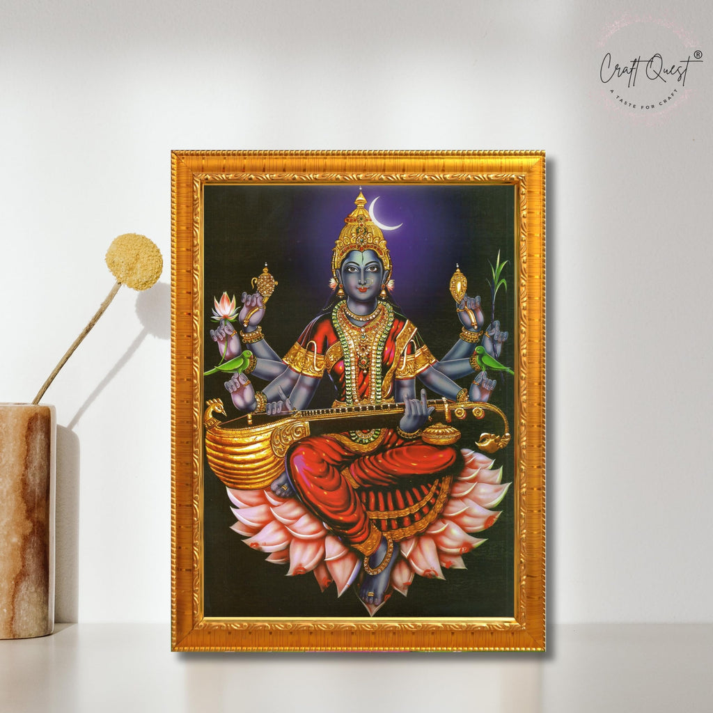 CRAFT QUEST Raja Syamala Devi Shyamala Matangi Wall Painting Framed | South God Picture Frame for Home, Office, Temple & Gifting, Decor