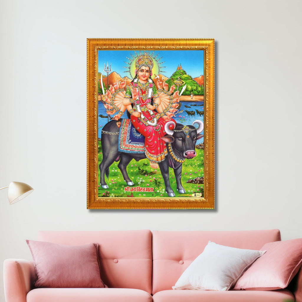 CRAFT QUEST Hindu Goddess Vihat ma Religious Photo frame | Acrylic, Lightweight | Hindu God Spiritual Framed | Ideal for Home, Office, Temple & Puja Room, Wall Decor