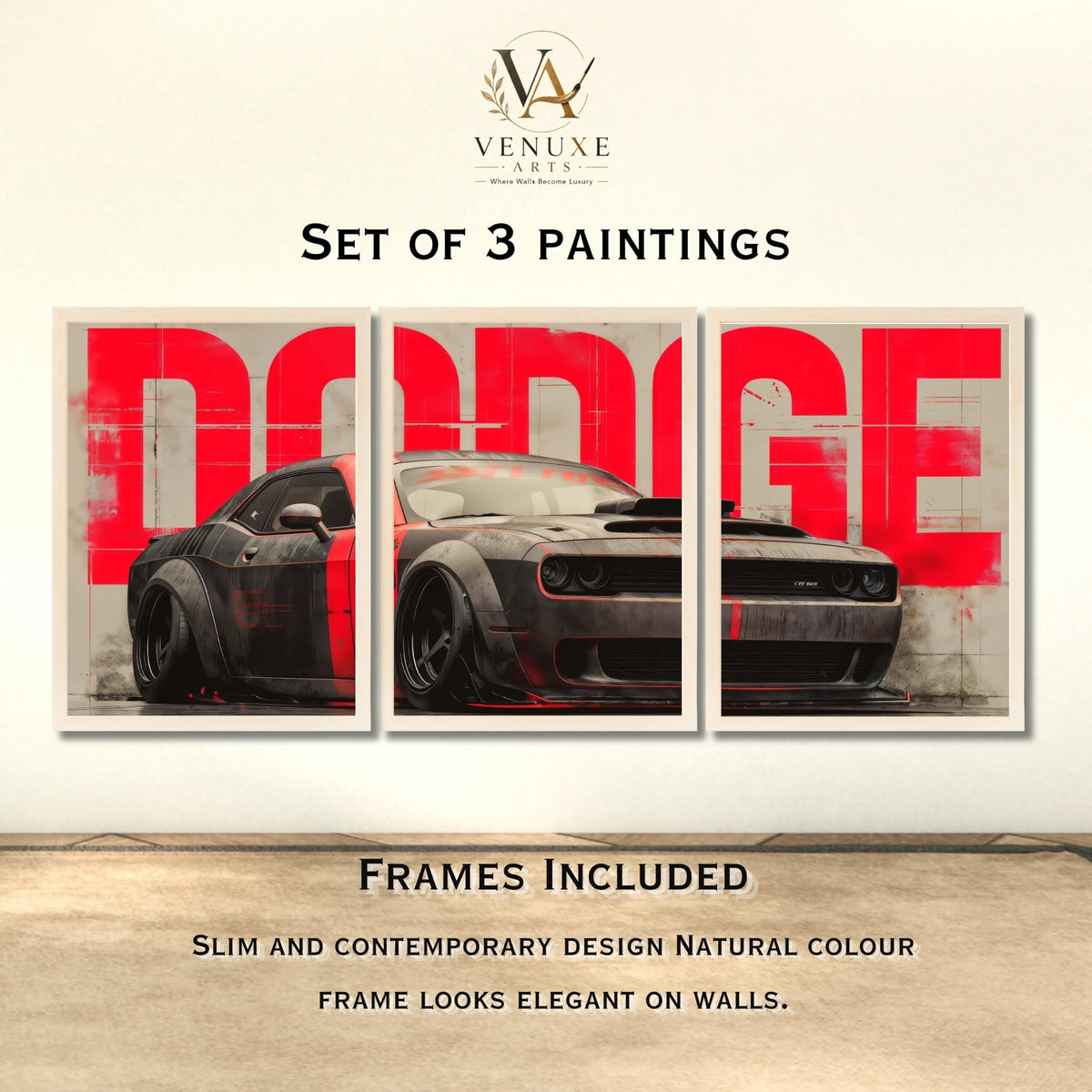 VENUXE ARTS Set Of 3 Big Sports Cars Framed Posters Gift Items for Boys Room Wall Decoration Bedroom Living Room Office Studio Décor | Car Poster Frame for Wall Décor