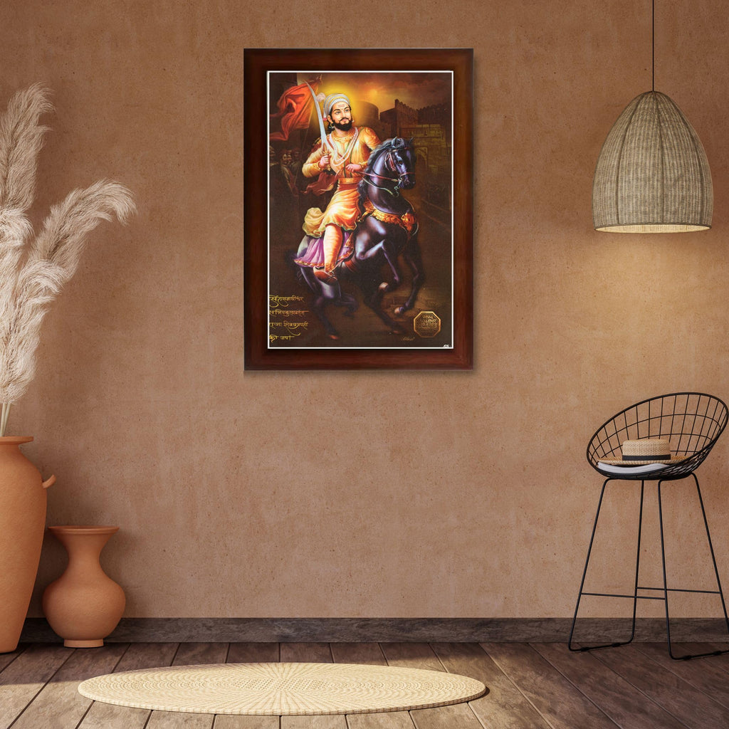 CRAFT QUEST Chhatrapati Shivaji Maharaj photo frame Home Decorative item with synthetic frame