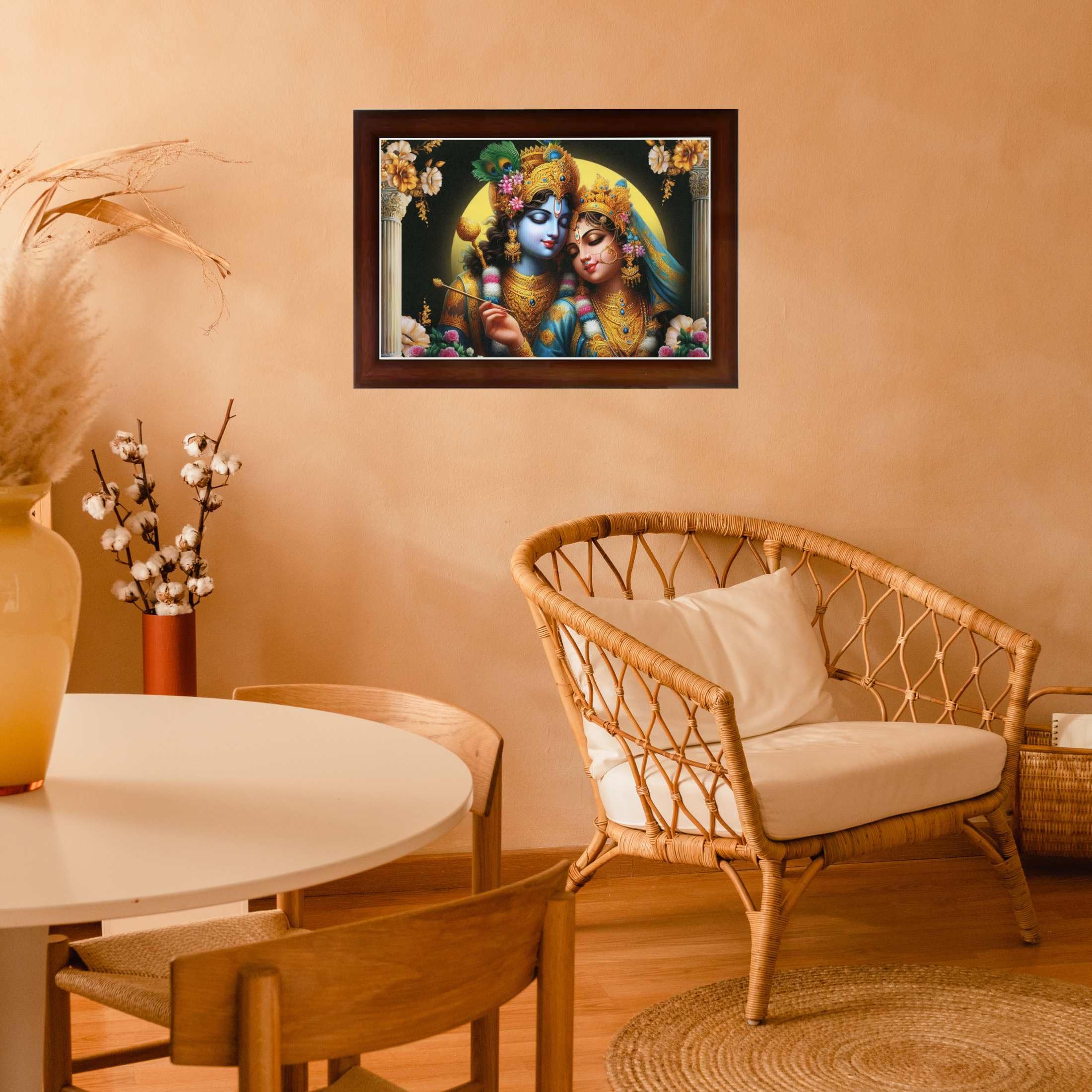 CRAFT QUEST Radha Krishna Art Photo Framed Painting for Home and Bedroom Wall Decoration of Size 14X10 Inches with Frame And Acrylic Glass RK207