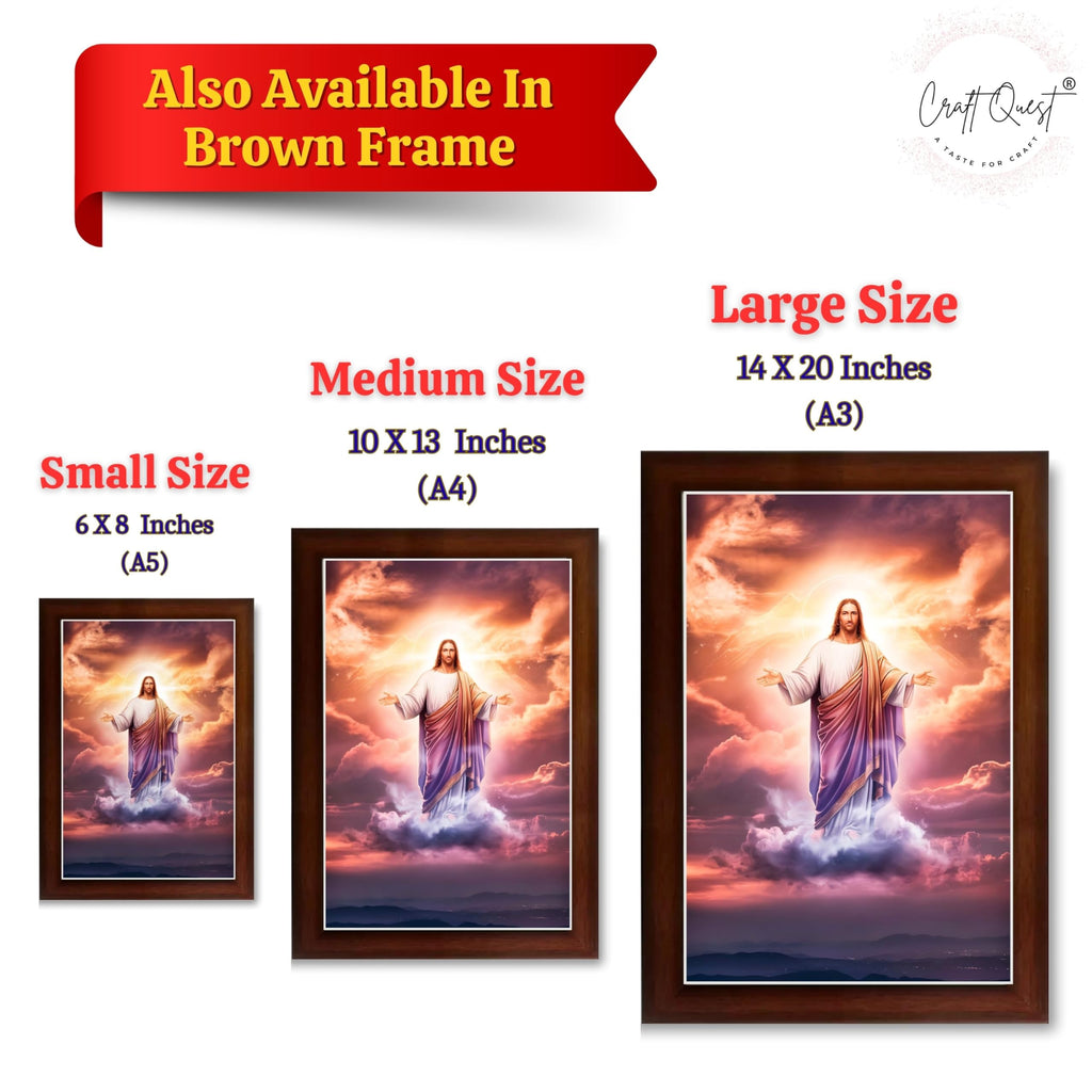 CRAFT QUEST Lord Jesus Christ Blessing Wall Artwork Wood Photo Frame Wall Hanging Décor and Gift Item