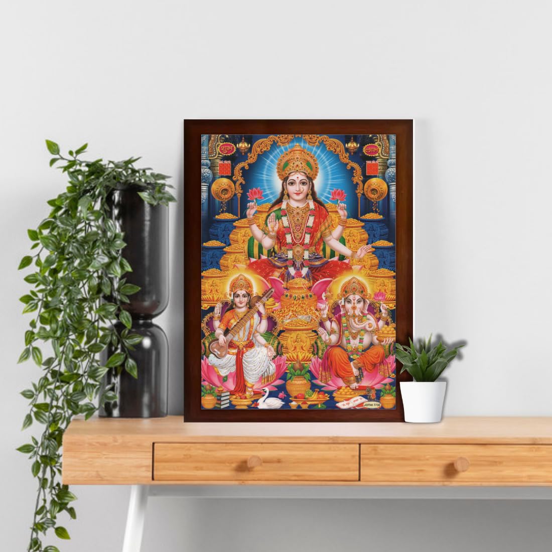 CRAFT QUEST Goddess Lakshmi Devi with Owl Wall Painting Frame Home Decor