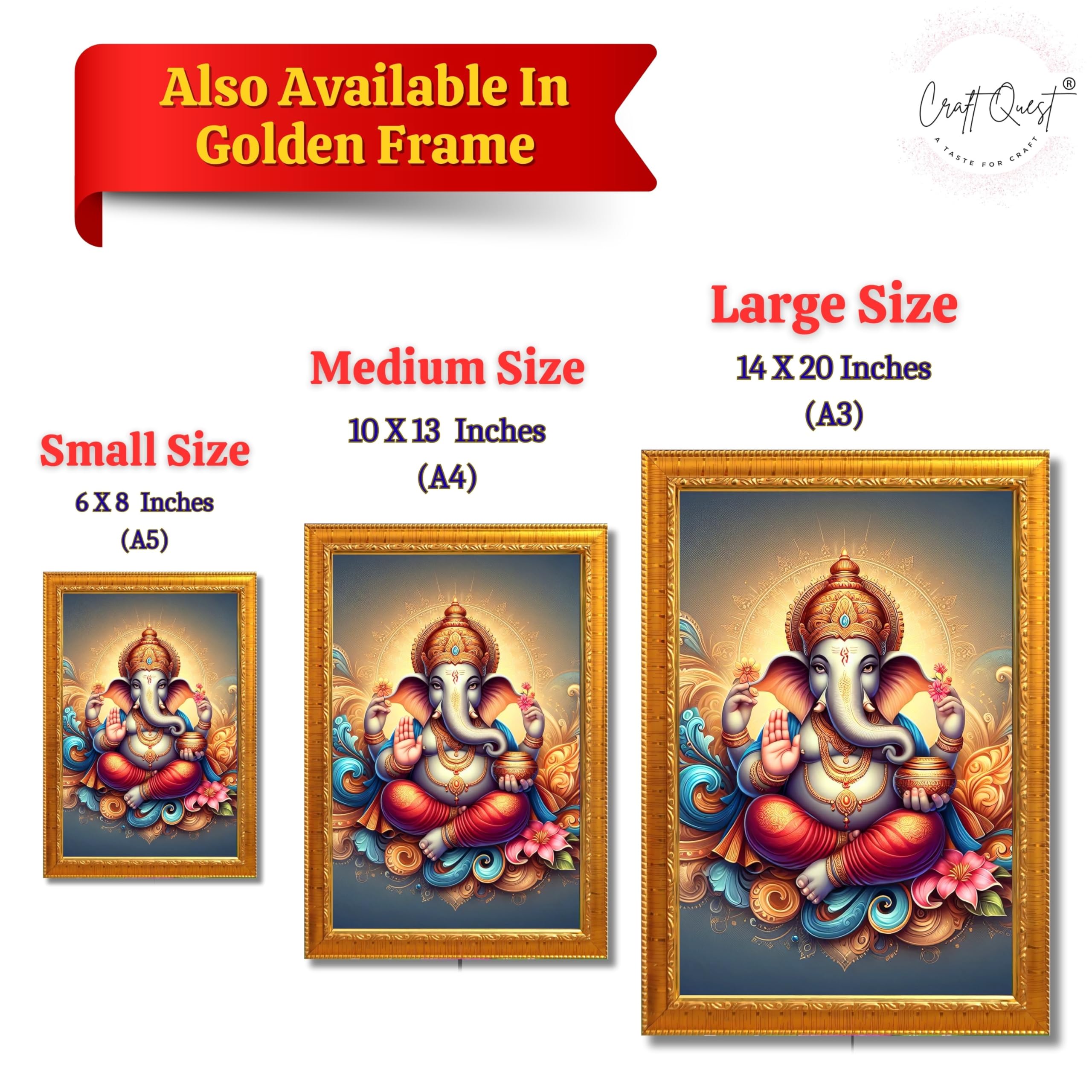 CRAFT QUEST Lord Ganesha Modern Wall Painting With Frame For Home and Office Decor