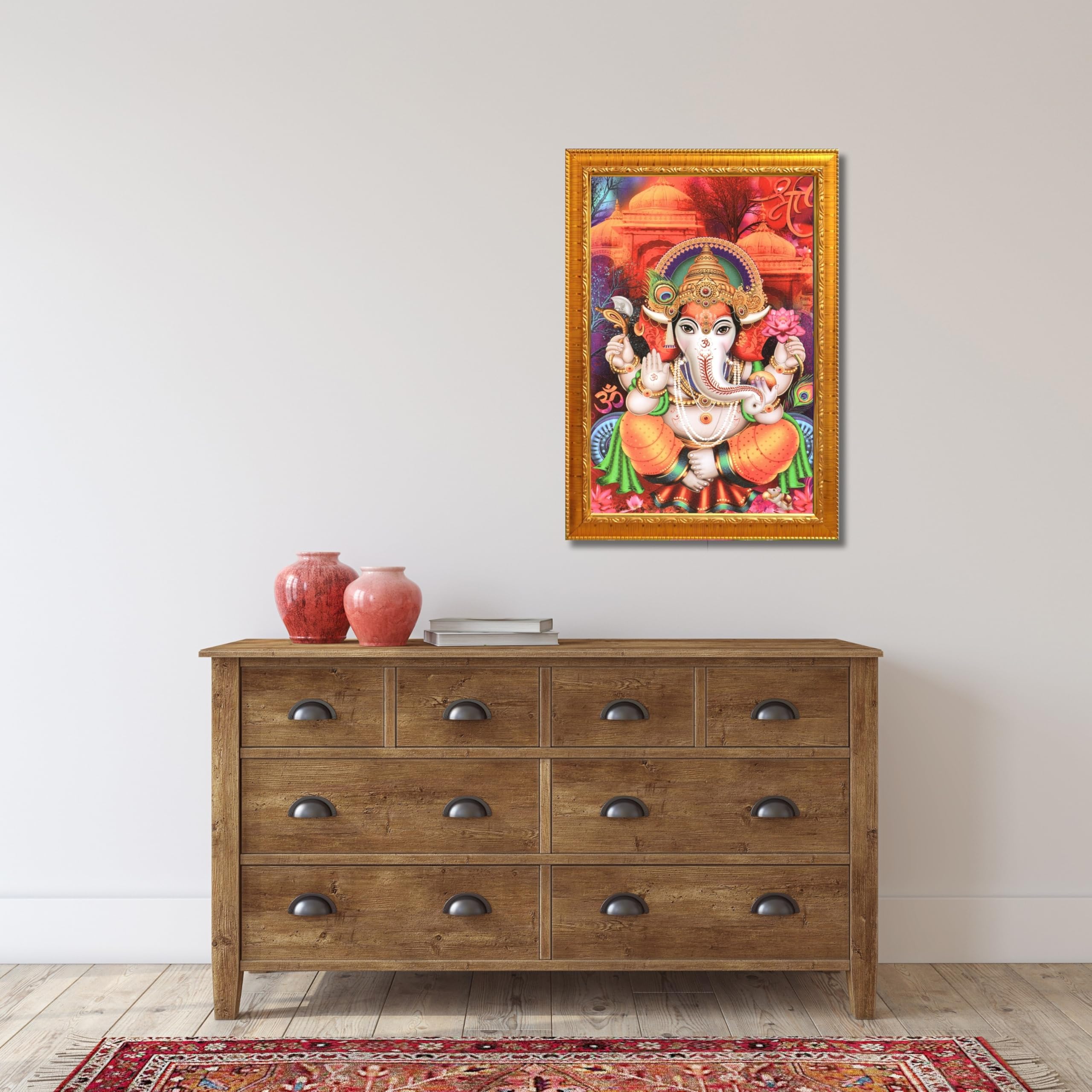 CRAFT QUEST Lord Ganesha Ganesh Ganpati Ganapathi Hanging Wall Painting Framed Home Decor
