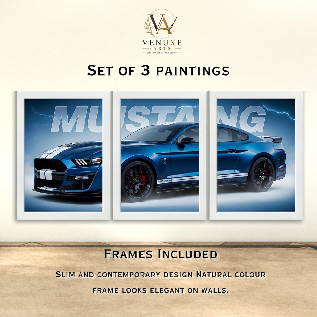 VENUXE ARTS Set Of 3 Big Sports Cars Framed Posters Gift Items for Boys Room Wall Decoration Bedroom, Living Room, Office, Studio Décor | Car Poster Frame for Wall Décor