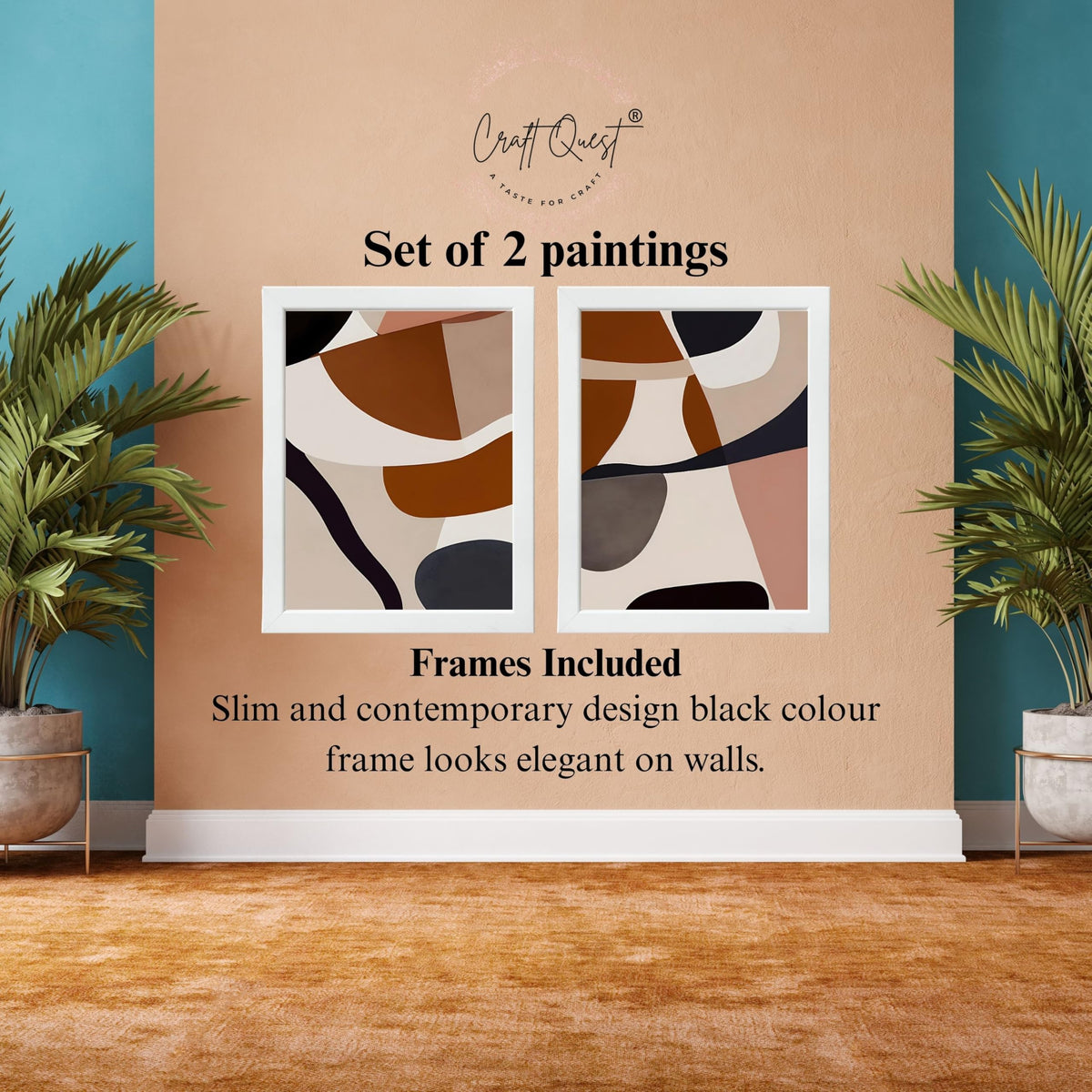 CRAFT QUEST Set of 2 piece Wall Art poster Frame Painting for Wall Decor With Acrylic Glass, living room, Home Office, Restraunt