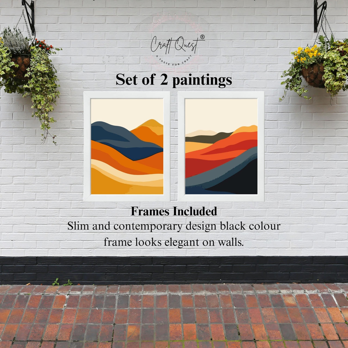 CRAFT QUEST Set of 2 piece Wall Art poster Frame Painting for Wall Decoration With Acrylic Glass, living room, Home Office, Restraunt