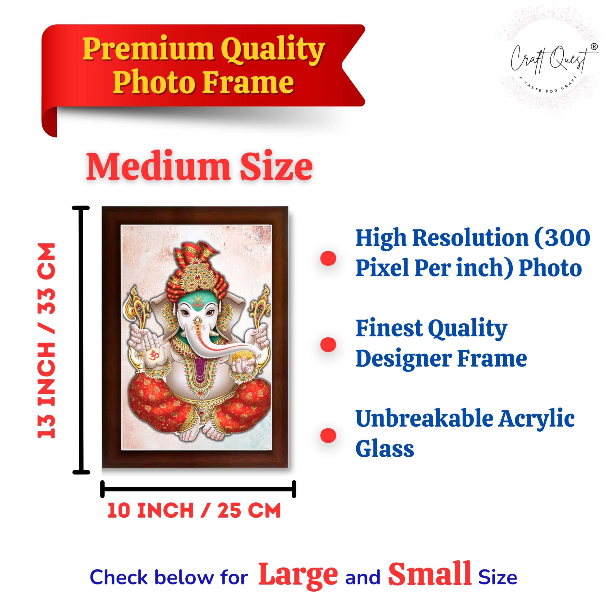 CRAFT QUEST Lord Ganesh ji Wall Hanging Frame for Living Room, Pooja Room Décor Items GA-217