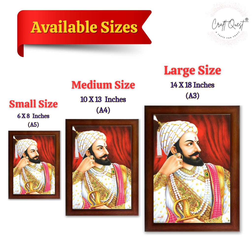 CRAFT QUEST Shivaji Chhatrapati Maharaj Wall Photo Frame | For Living, Pooja Room | Home Decoration Item | Best Gifting Option