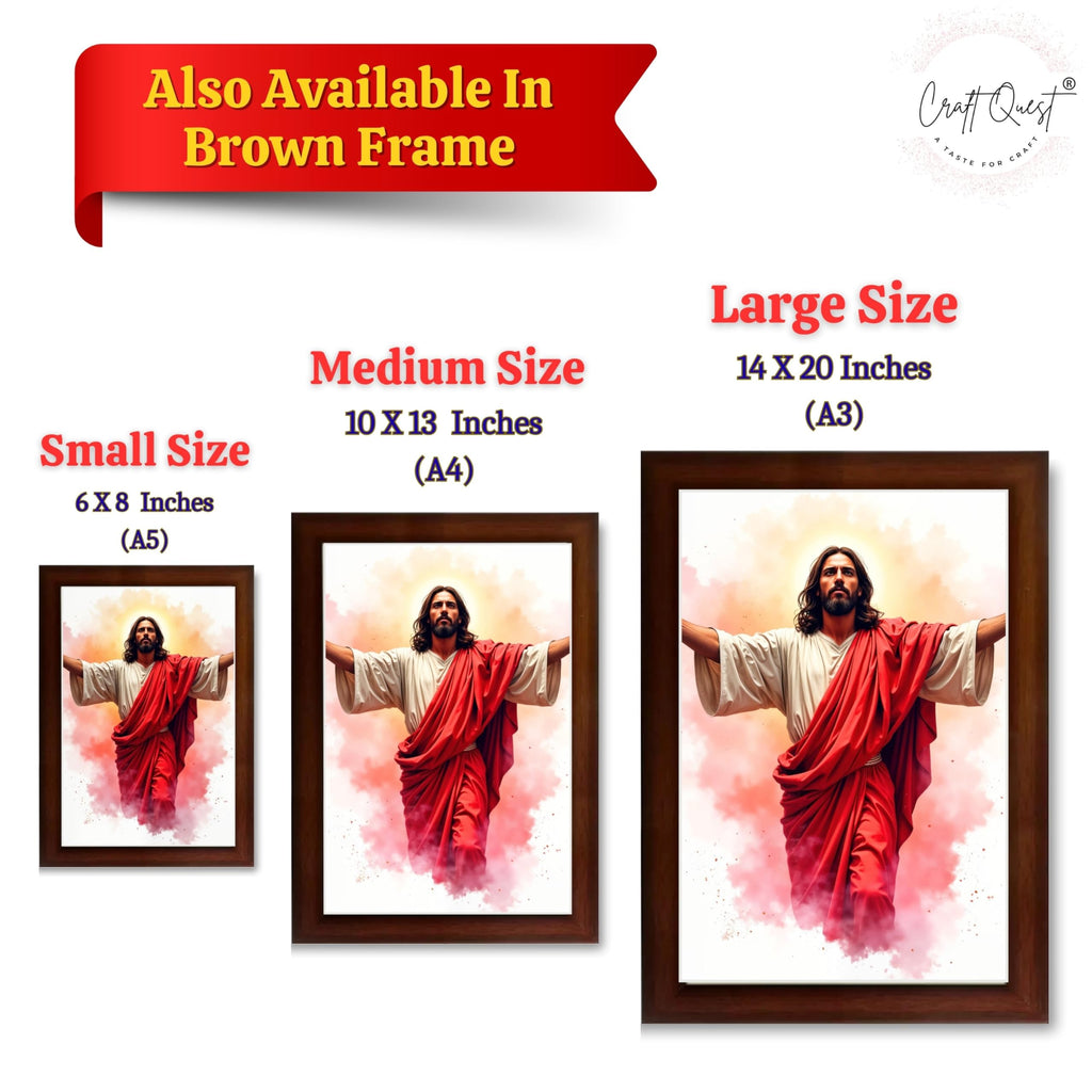 CRAFT QUEST Jesus Christ Photo with Frame, Photo Frame, Jesus Painting, Christian Wall Frames