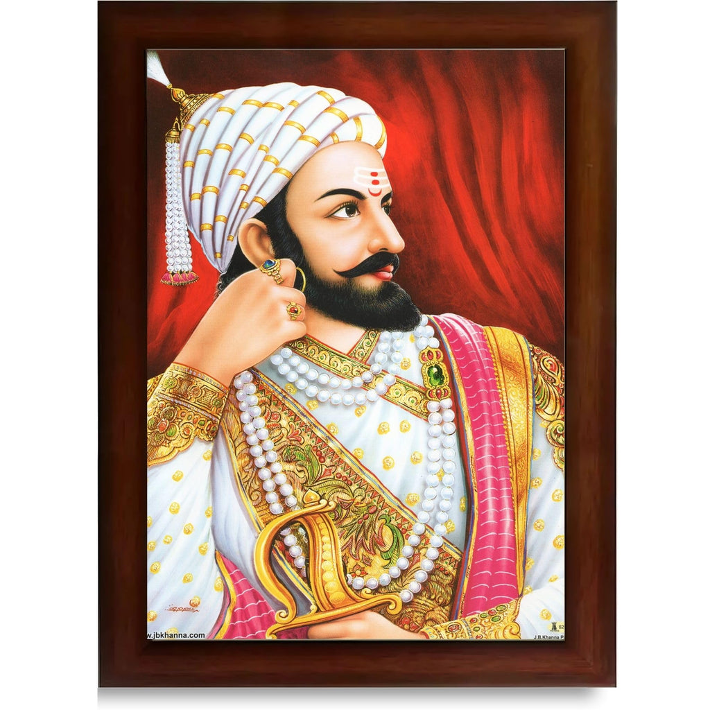 CRAFT QUEST Chhatrapati Shivaji Maharaj photo frame Home Decorative items with synthetic frame (Style 2)