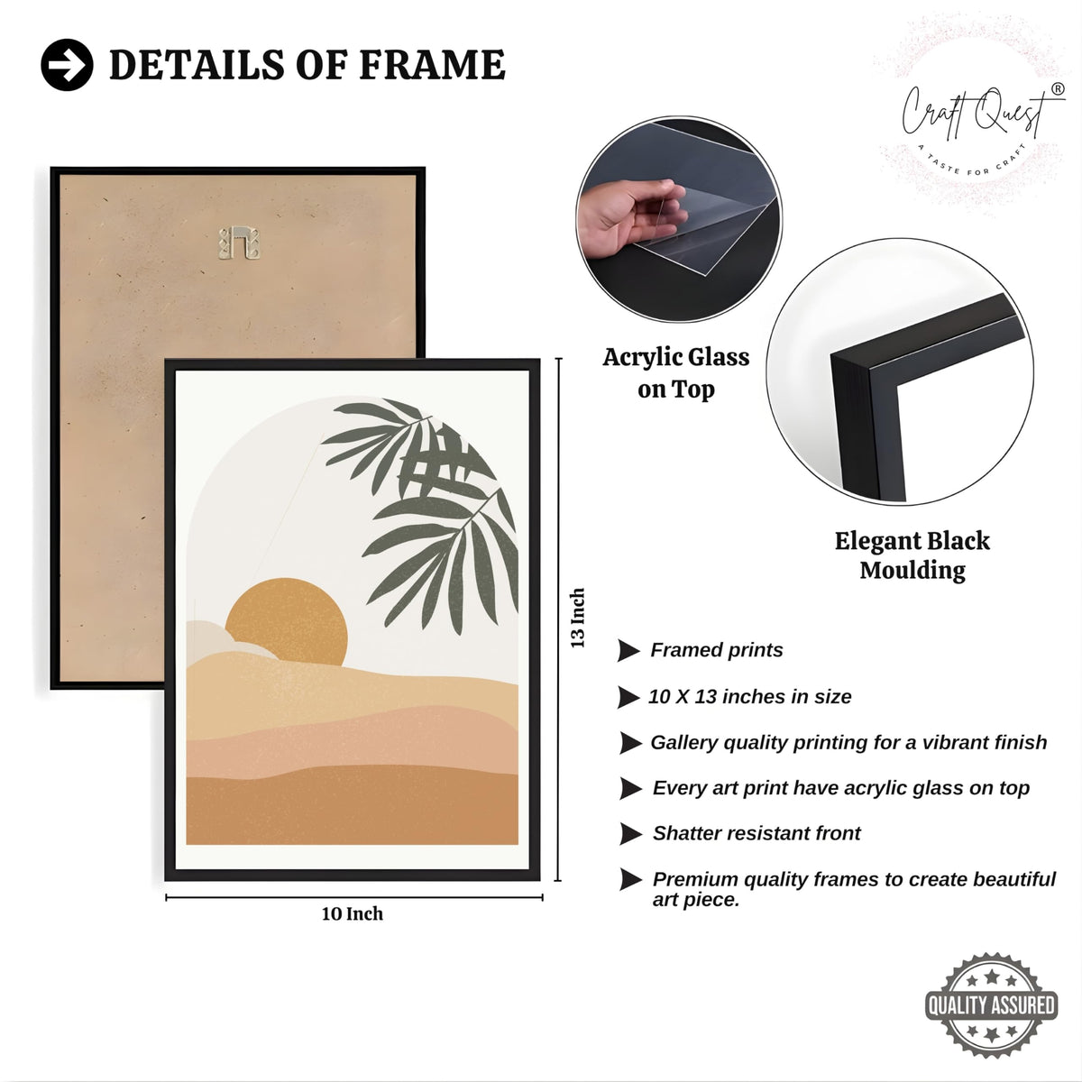 CRAFT QUEST Wall Art Decor Painting | Set of 3 Abstract Wall Art Frames for Home Decoration | Ideal for Living Room, Bedrooms & Offices