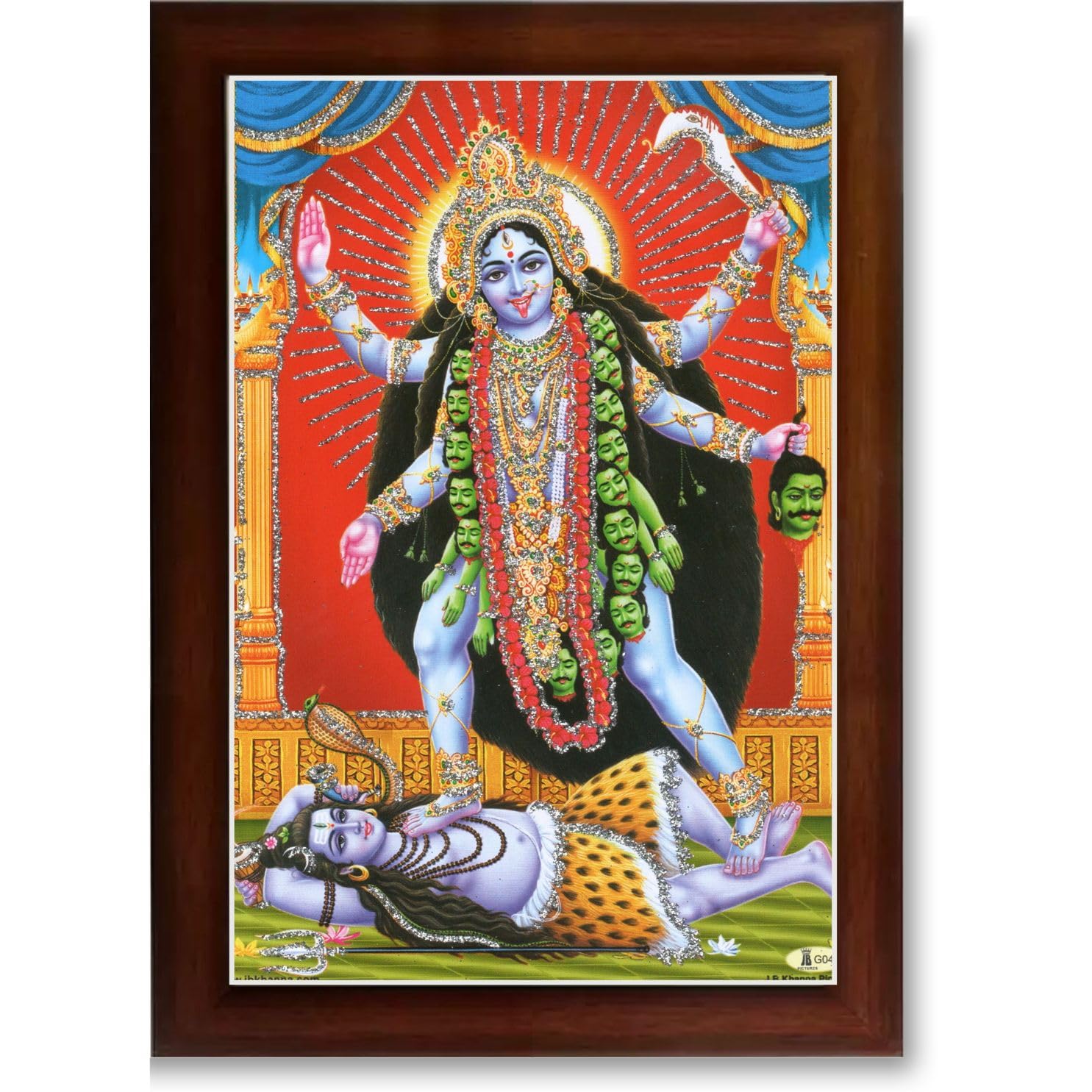 CRAFT QUEST Kali Mata photo with frame, God Religious Framed Painting With Acrylic Glass