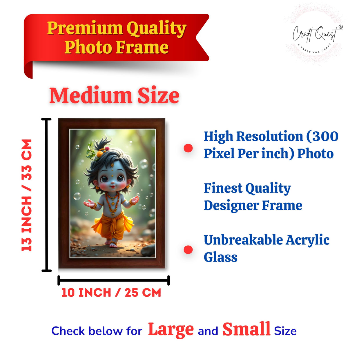 CRAFT QUEST Shri Bal Gopal Painting | Krishna Photo Frames for Walls, Home, Bedroom, Living Room and Home Decor