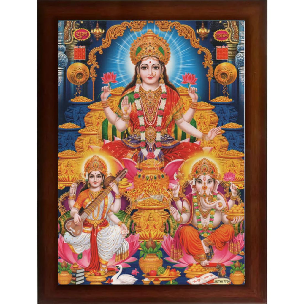CRAFT QUEST Goddess Lakshmi Devi with Owl Wall Painting Frame Home Decor