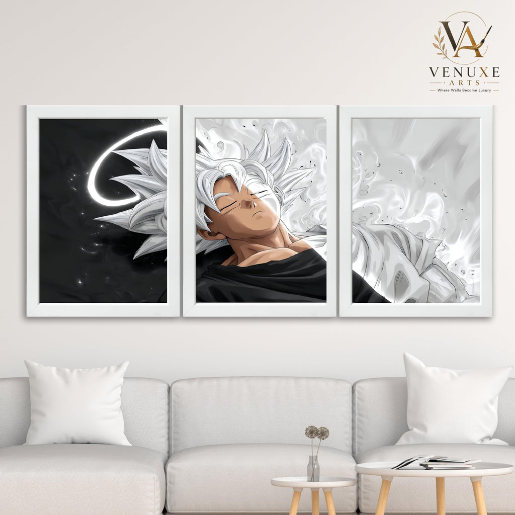 VENUXE ARTS Set Of 3 Anime Characters Wall Framed |Anime Characters Framed Poster for Living Room Bedroom Gaming Room Studio Wall Decor
