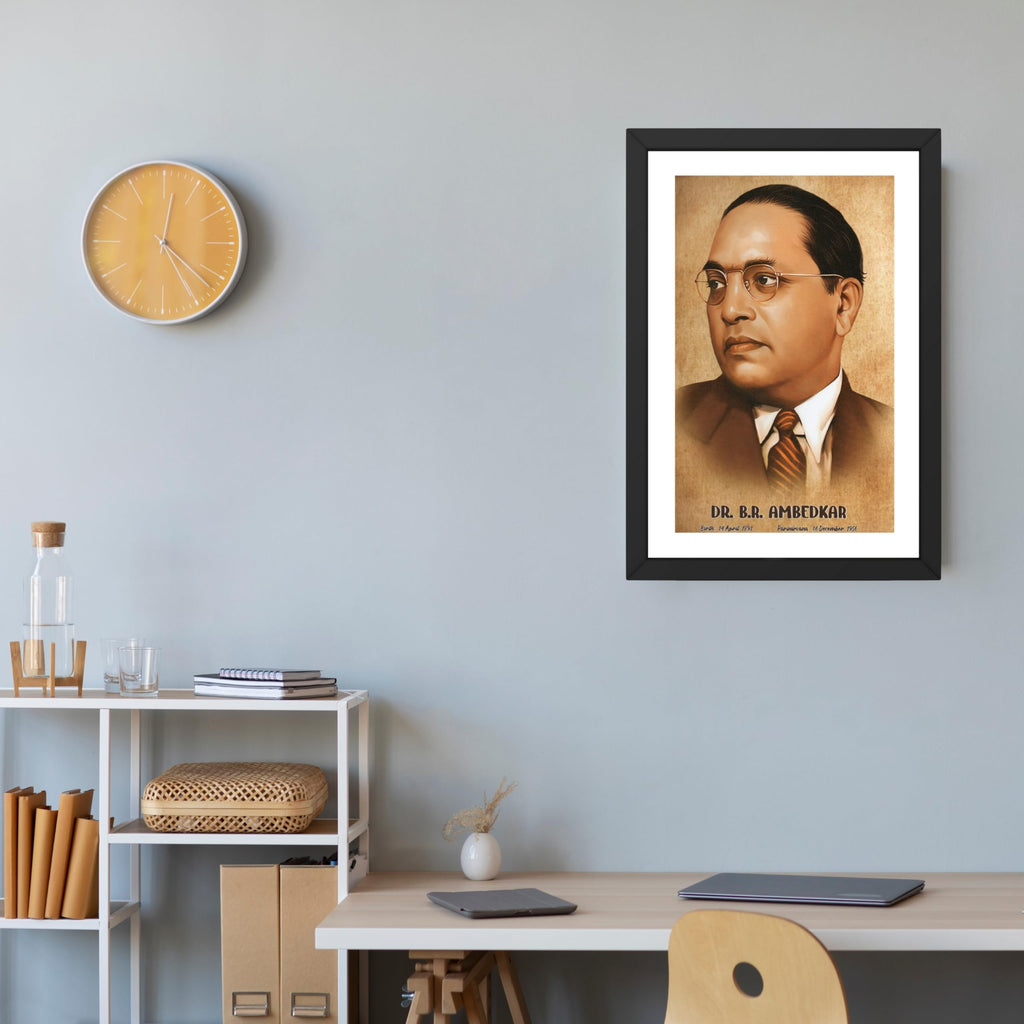 CRAFT QUEST UV Textured Decorative Art Print of Indian Freedom Fighter Dr. B. R. Ambedkar with Wooden Synthetic Frame Painting