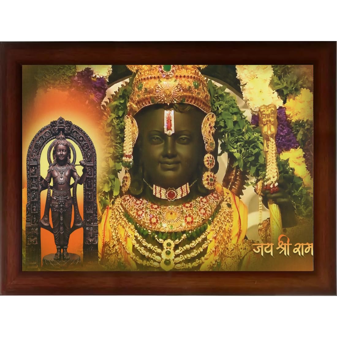 CRAFT QUEST Ayodhya Ram lalla Photo Frame For Wall Decoration Gift Item Painting Landscape | Shree Ram Mandir Photo Frame (Large in Size, 14 inch X 10 inch, Brown)