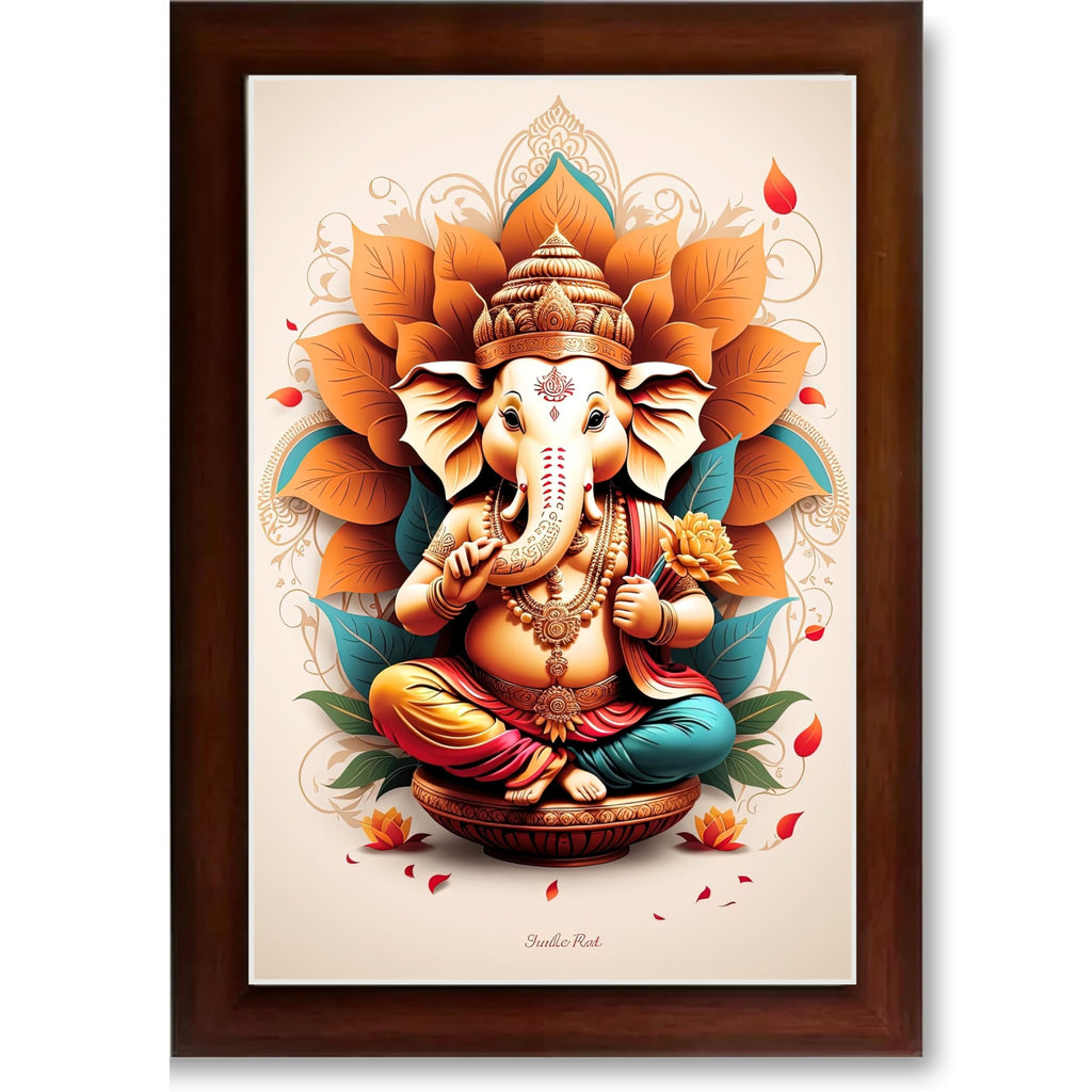 CRAFT QUEST Lord Ganpati Ganesha ji Wall Hanging Frame for Living Room, Bedroom, Office & Pooja Room Décor GA-213