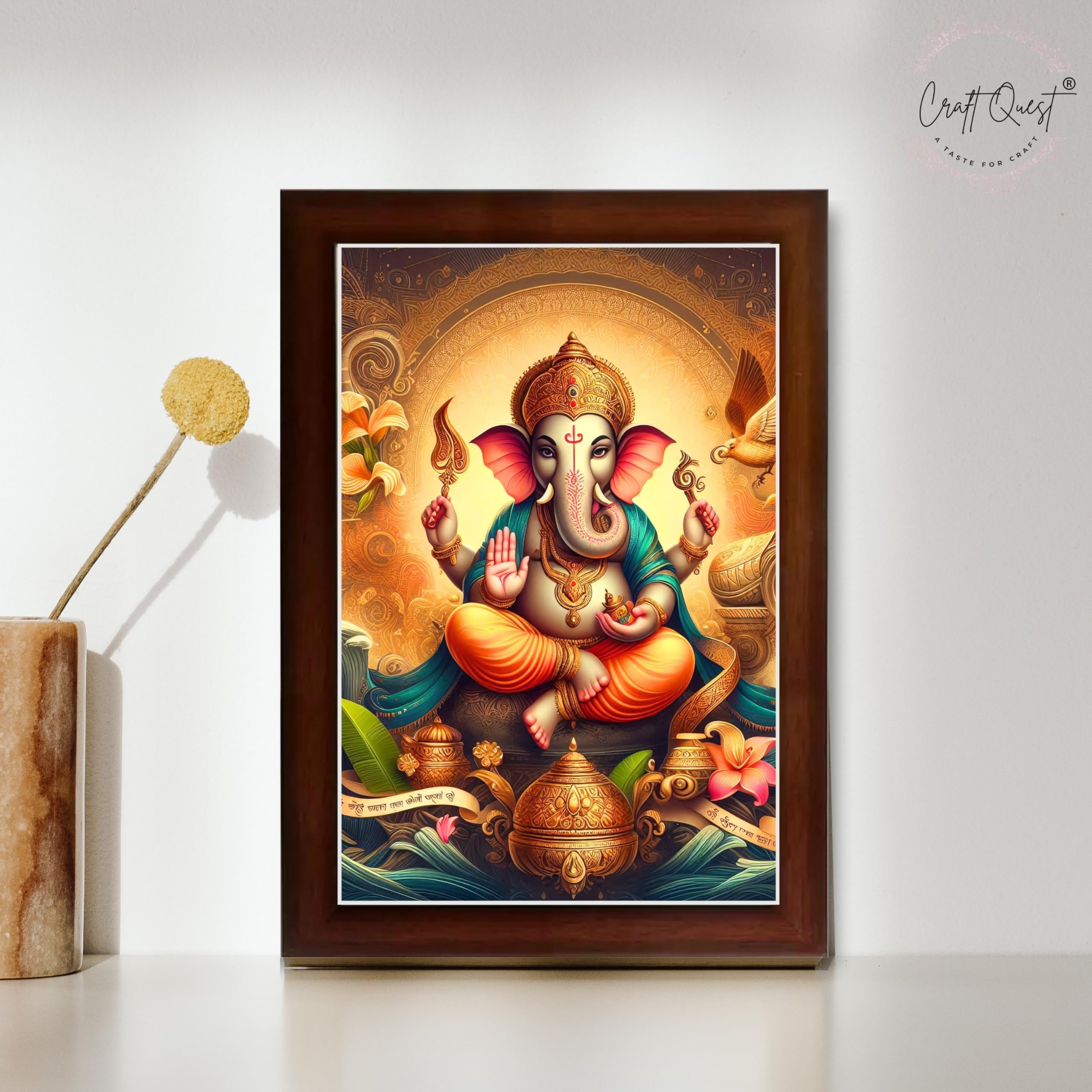 CRAFT QUEST Lord Ganesha Ganesh Ganpati Ganapathi Hanging Wall Painting Framed Home Decor