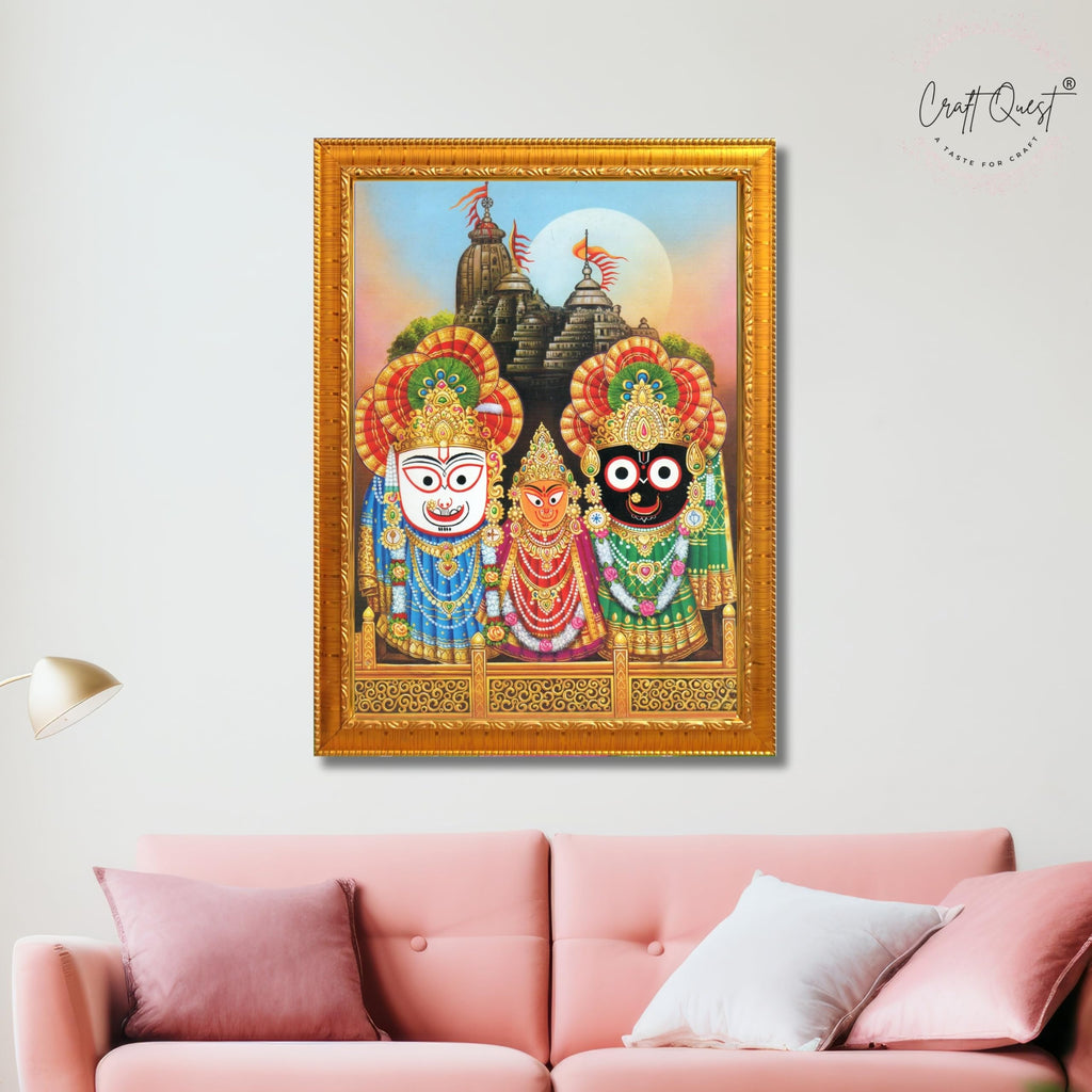 CRAFT QUEST Jagannath Wall Hanging Photo Frame for Pooja Room, Hindu Spiritual Frame for Home, God Temple Decor Gift Item