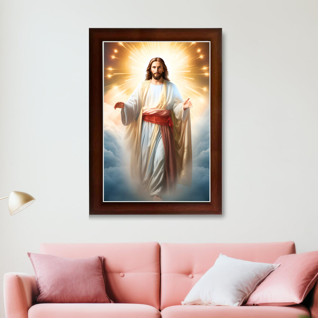 CRAFT QUEST Lord Jesus Christ Blessing Wall Artwork Wood Photo Frame Wall Hanging Gift Item