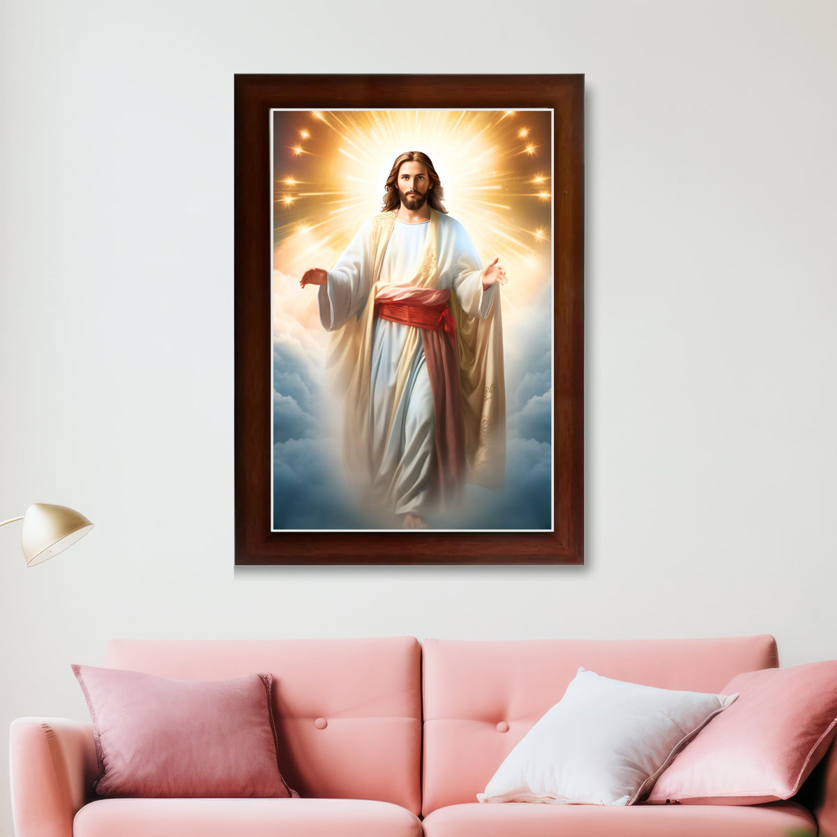 CRAFT QUEST Lord Jesus Christ Blessing Wall Artwork Wood Photo Frame Wall Hanging Gift Item