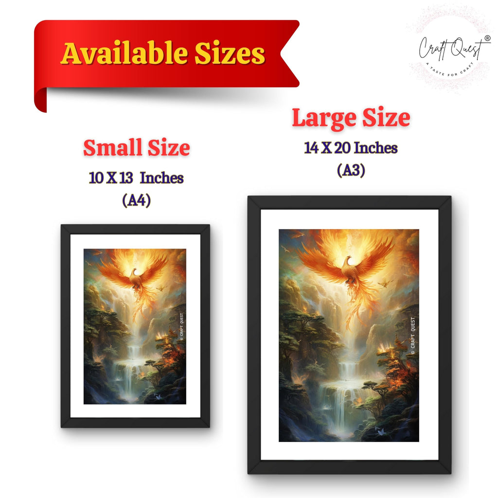 CRAFT QUEST Phoenix Bird Painting – Rising Phoenix Vastu Wall Art – Wall Decoration – Positive Energy Painting for Success, Growth & Spiritual Inspiration