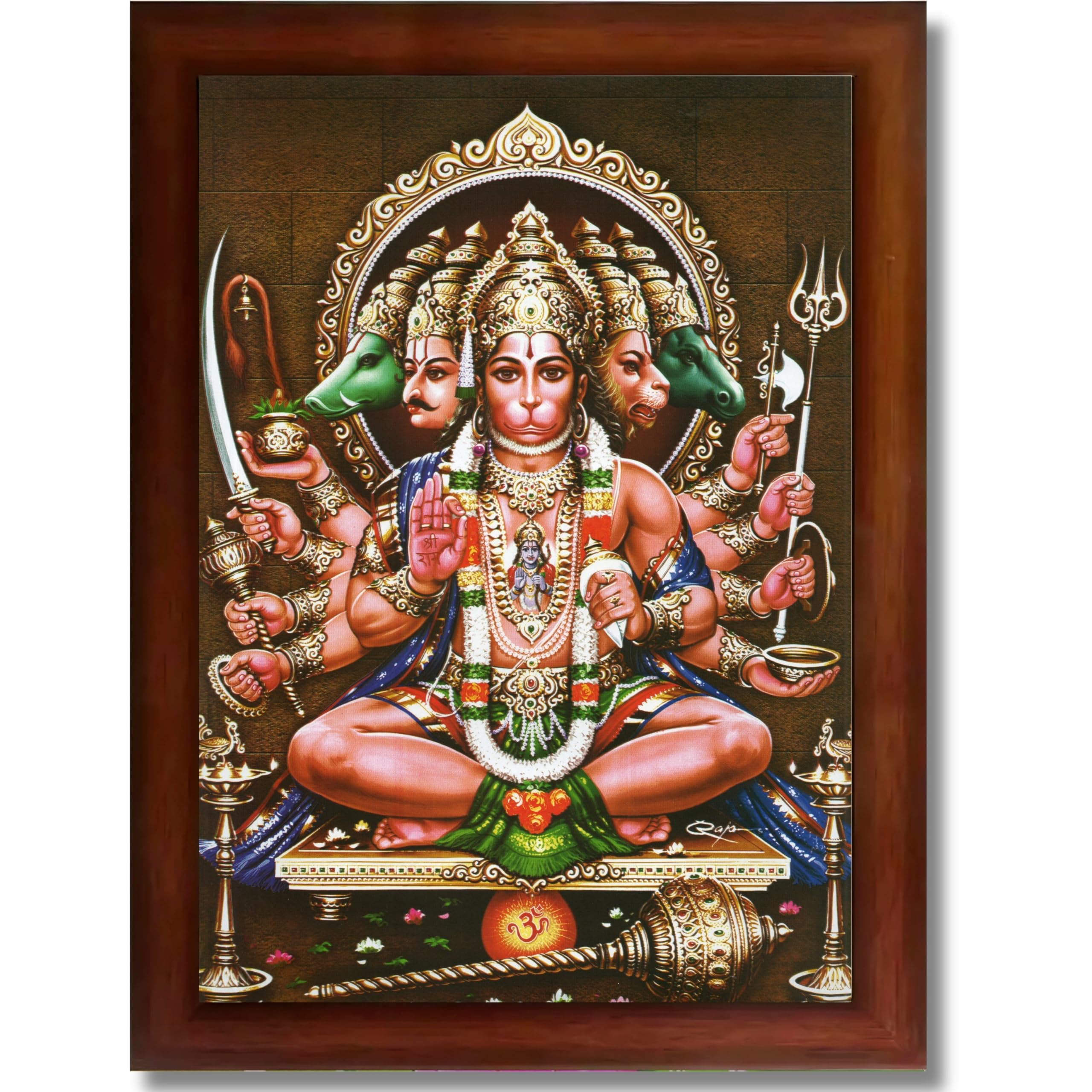 CRAFT QUEST Lord Hanuman Ji Hanumanji Jai Bajrangbali Bajrang Photo Frame For Home Décor, Temple, Pooja Room, Wall, Gift Items